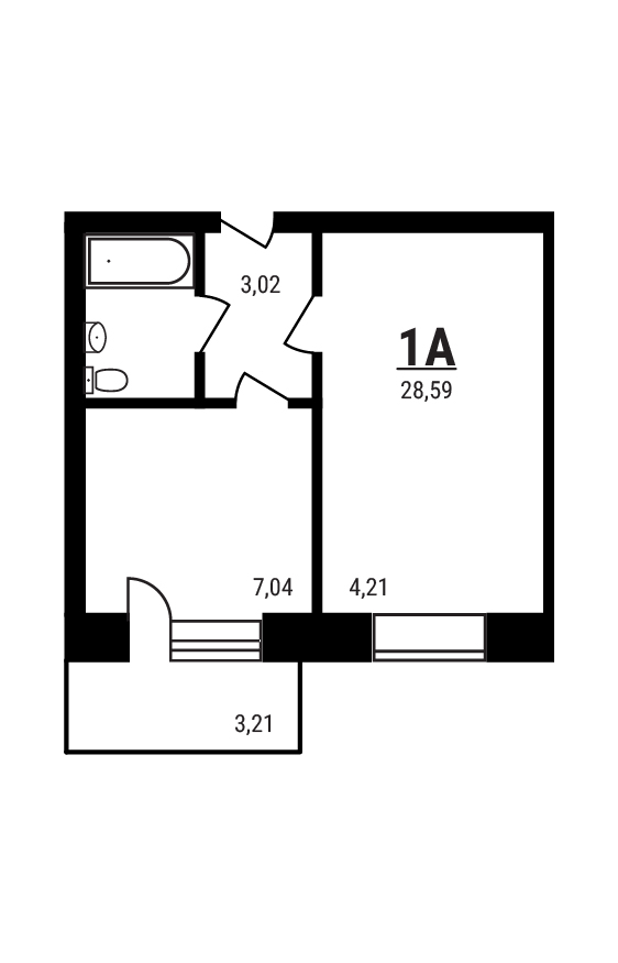 1 комн. квартира, 28.6 м², 4 этаж 