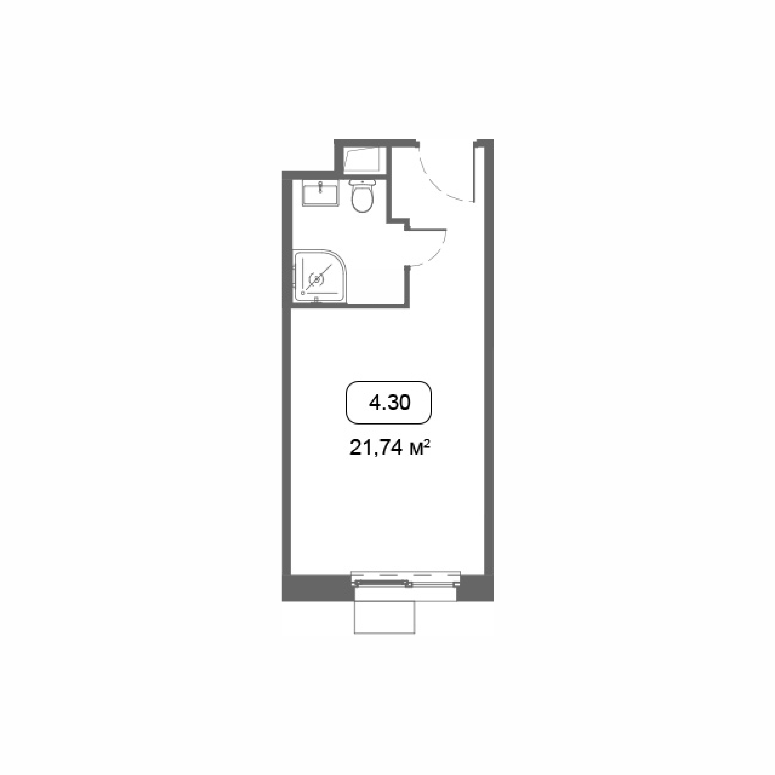 студия, 21.7 м², 11 этаж 