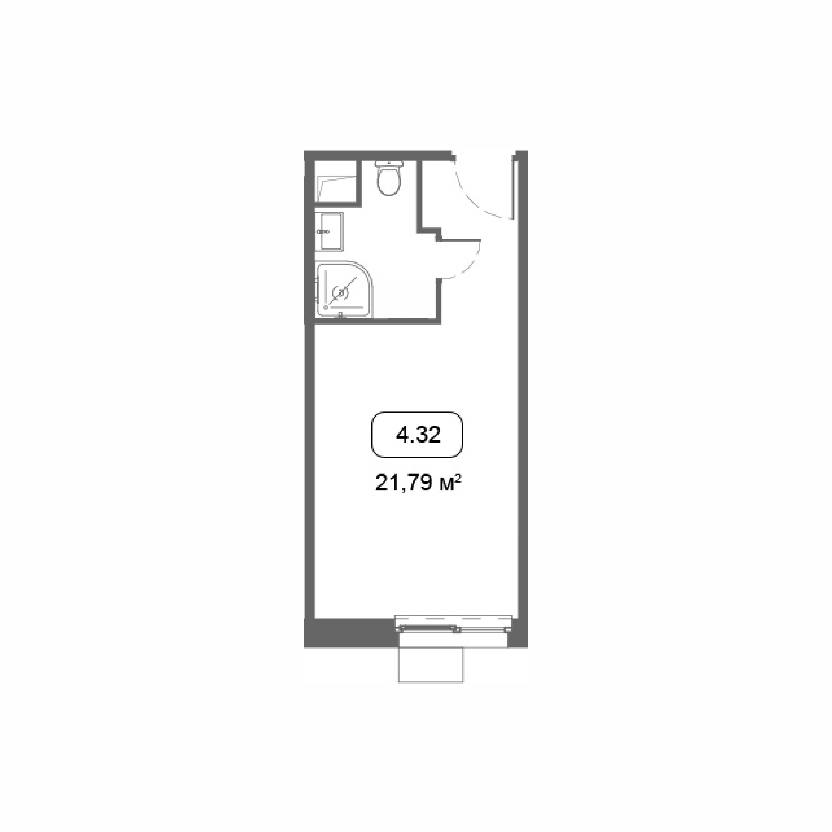 студия, 21.8 м², 11 этаж 