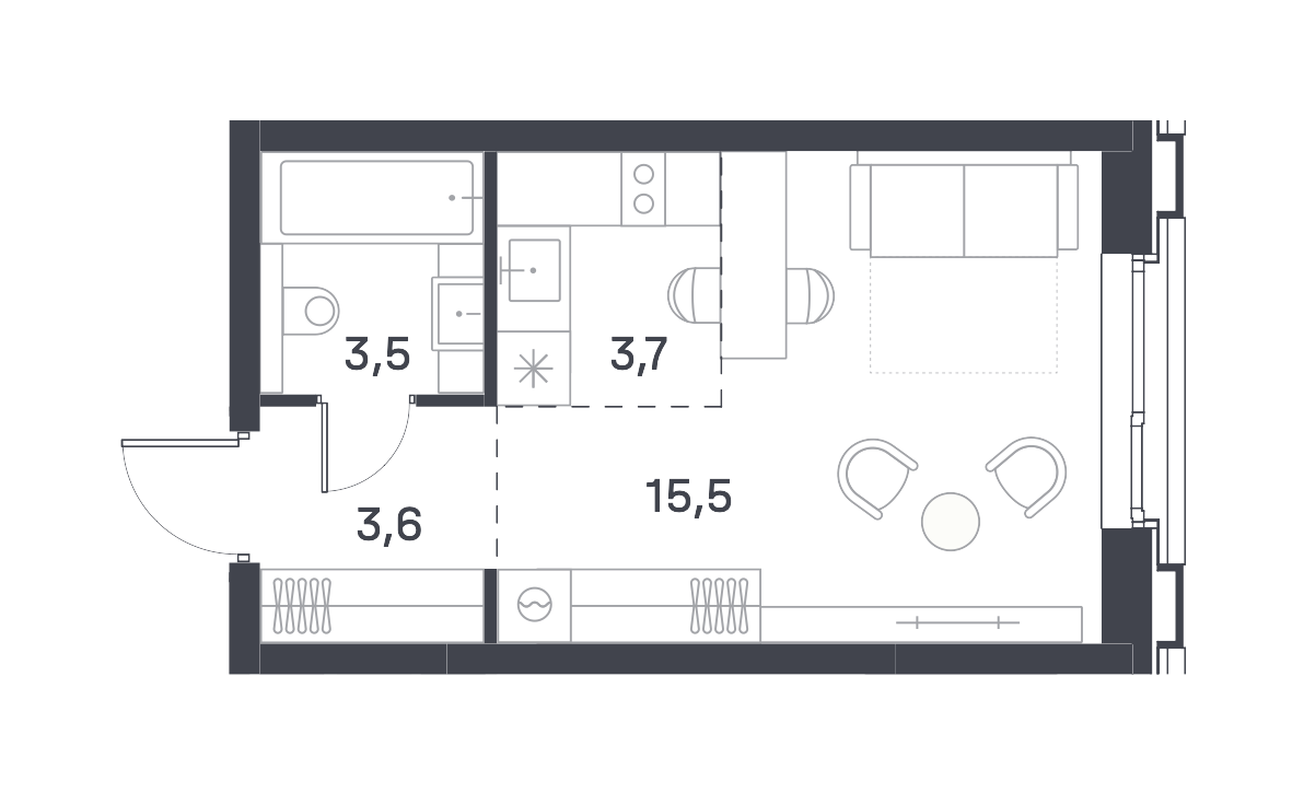 студия, 26.3 м², 7 этаж 
