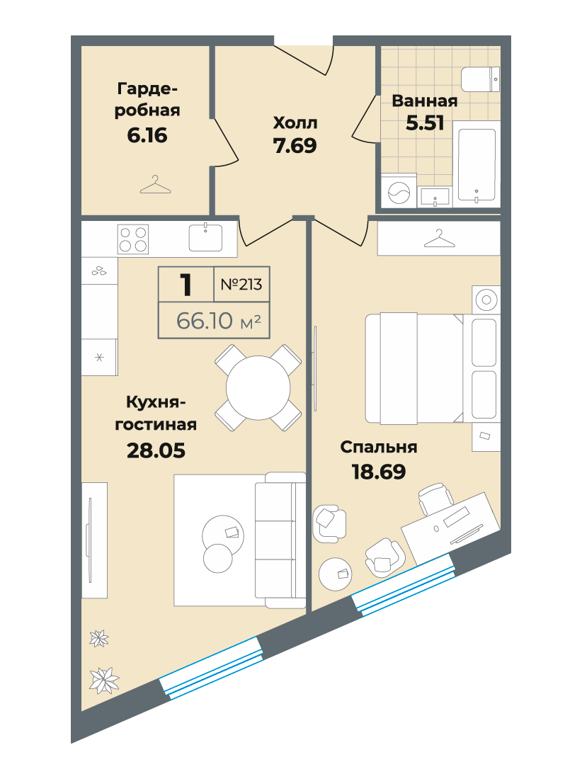 студия, 25.2 м², 2 этаж 