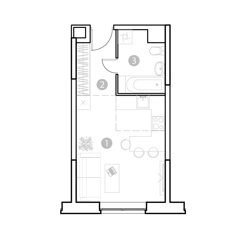 студия, 26.8 м², 2 этаж 