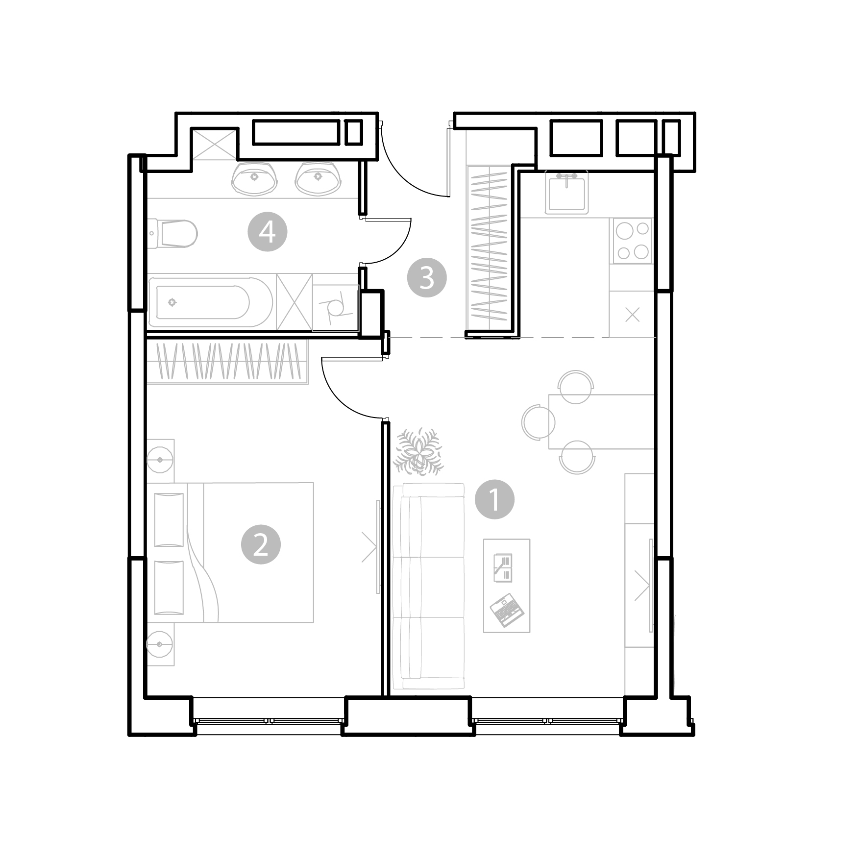 2 комн. квартира, 45.5 м², 2 этаж 