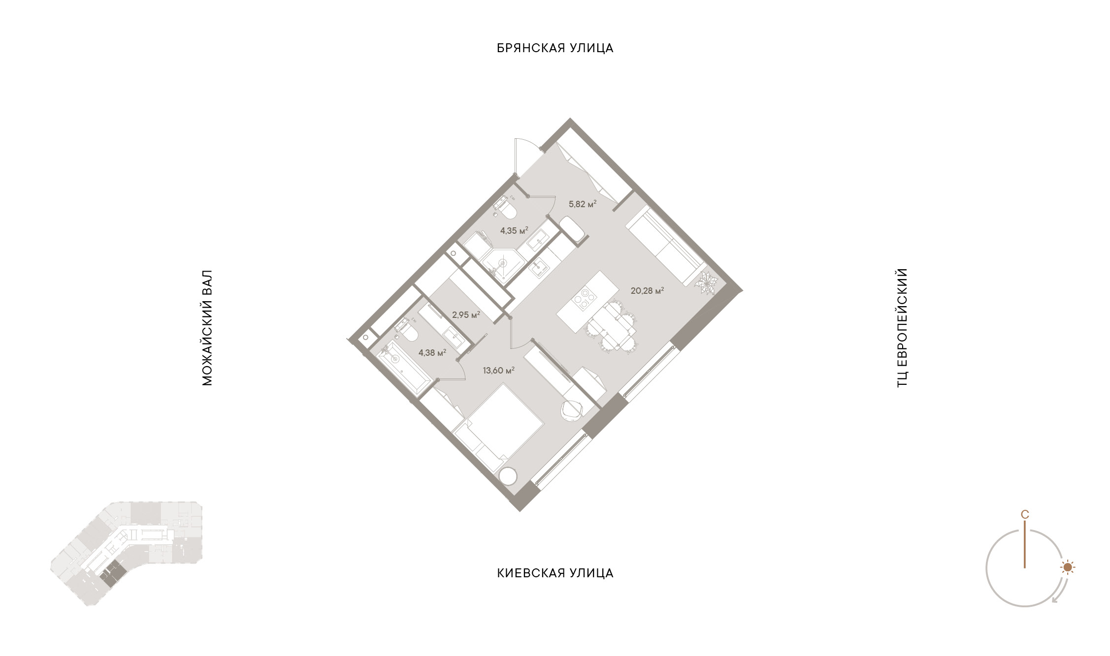 1 комн. квартира, 51.4 м², 12 этаж 
