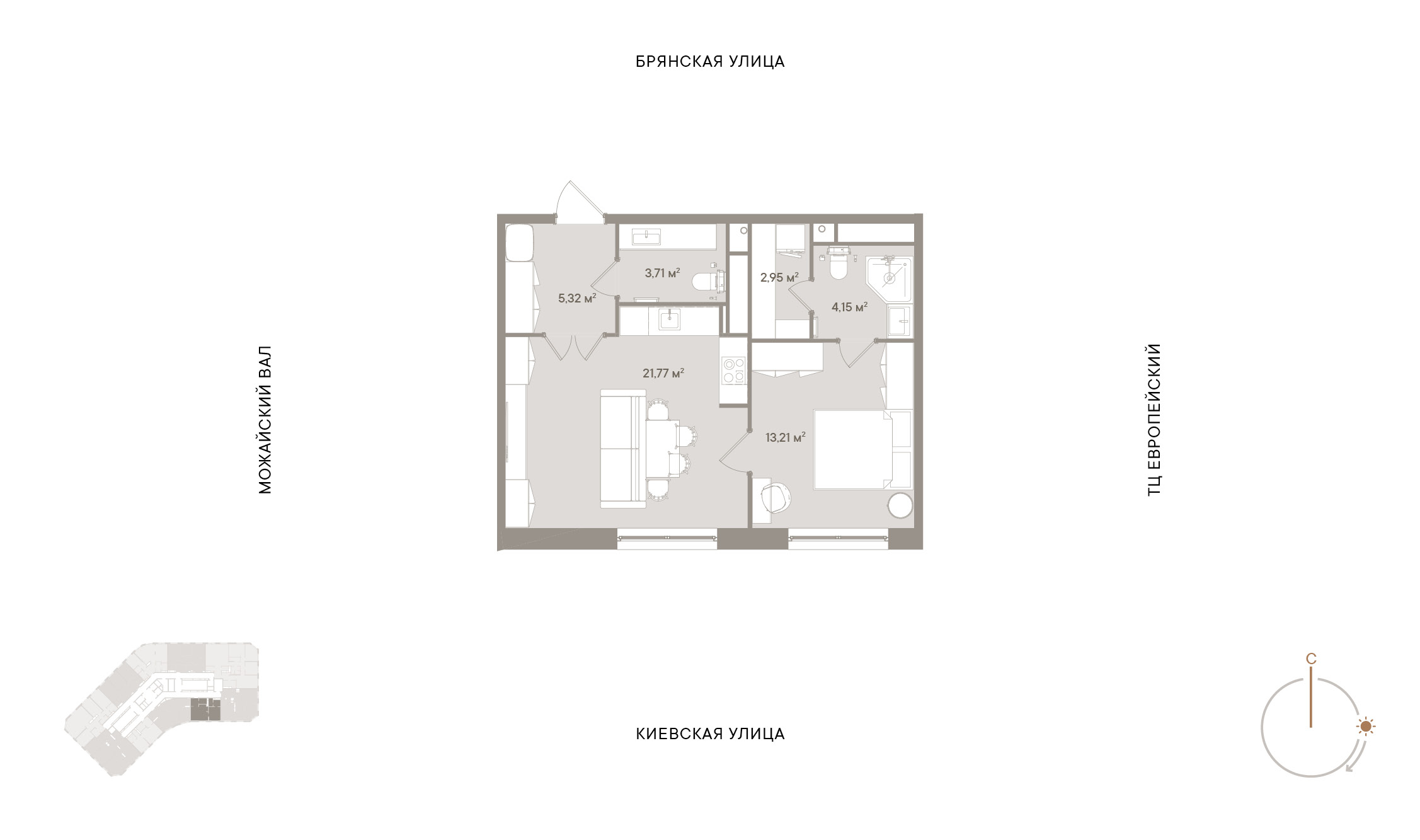 1 комн. квартира, 50.5 м², 13 этаж 