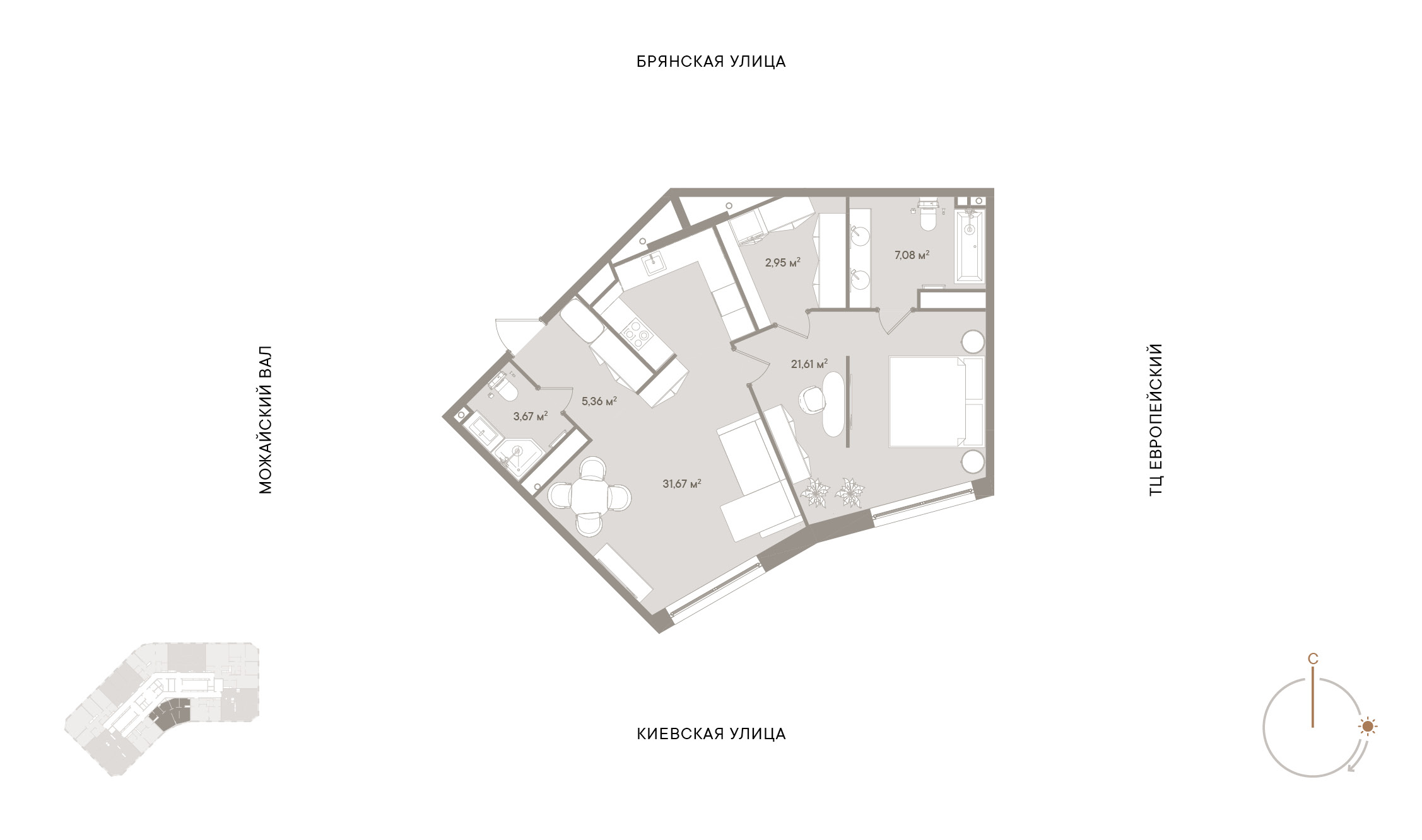 квартира со свободной планировкой, 72.3 м², 10 этаж 