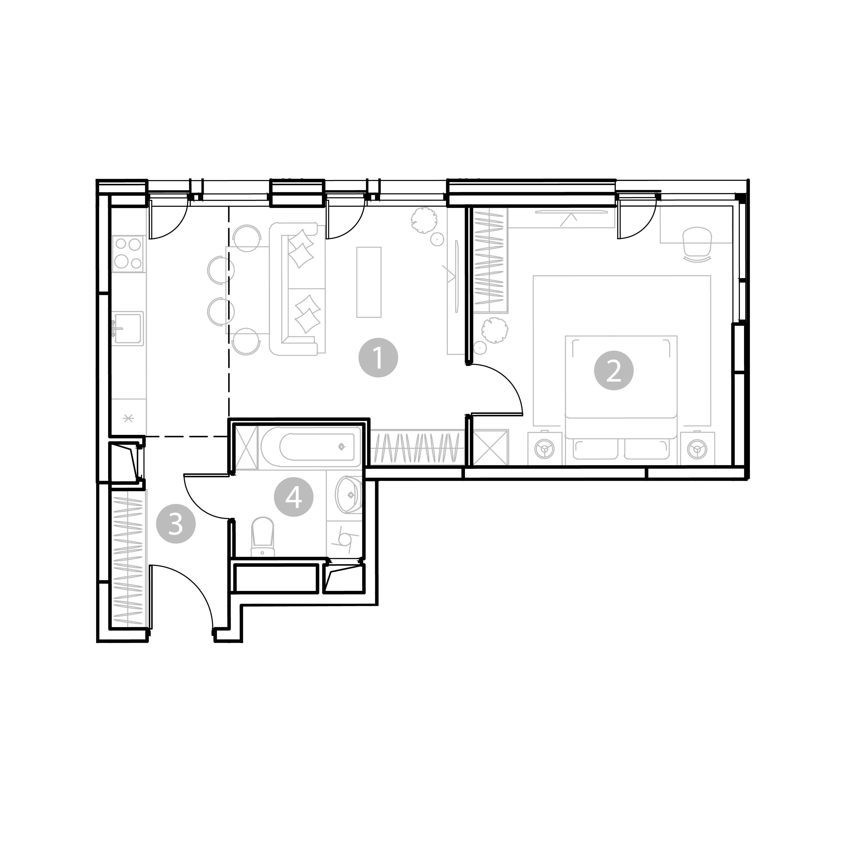 2 комн. квартира, 49 м², 3 этаж 