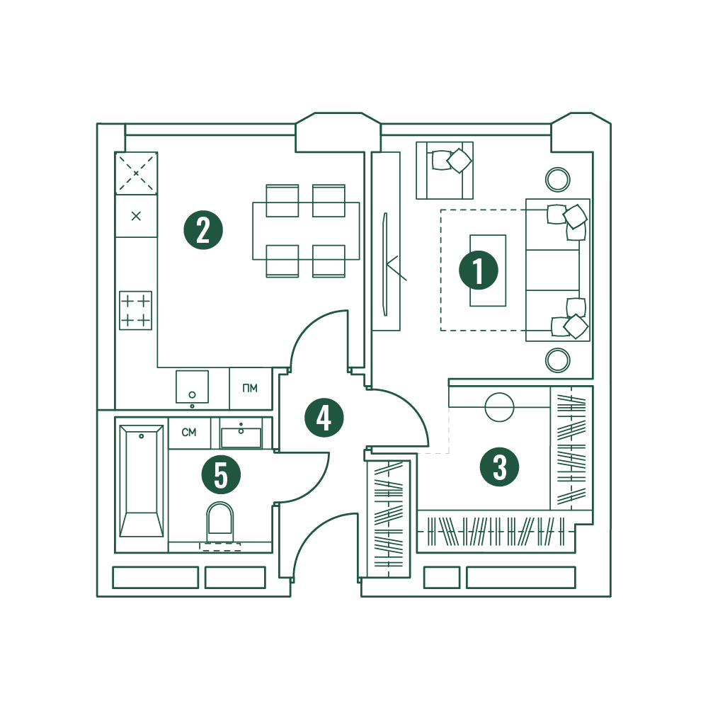 1 комн. квартира, 37 м², 4 этаж 