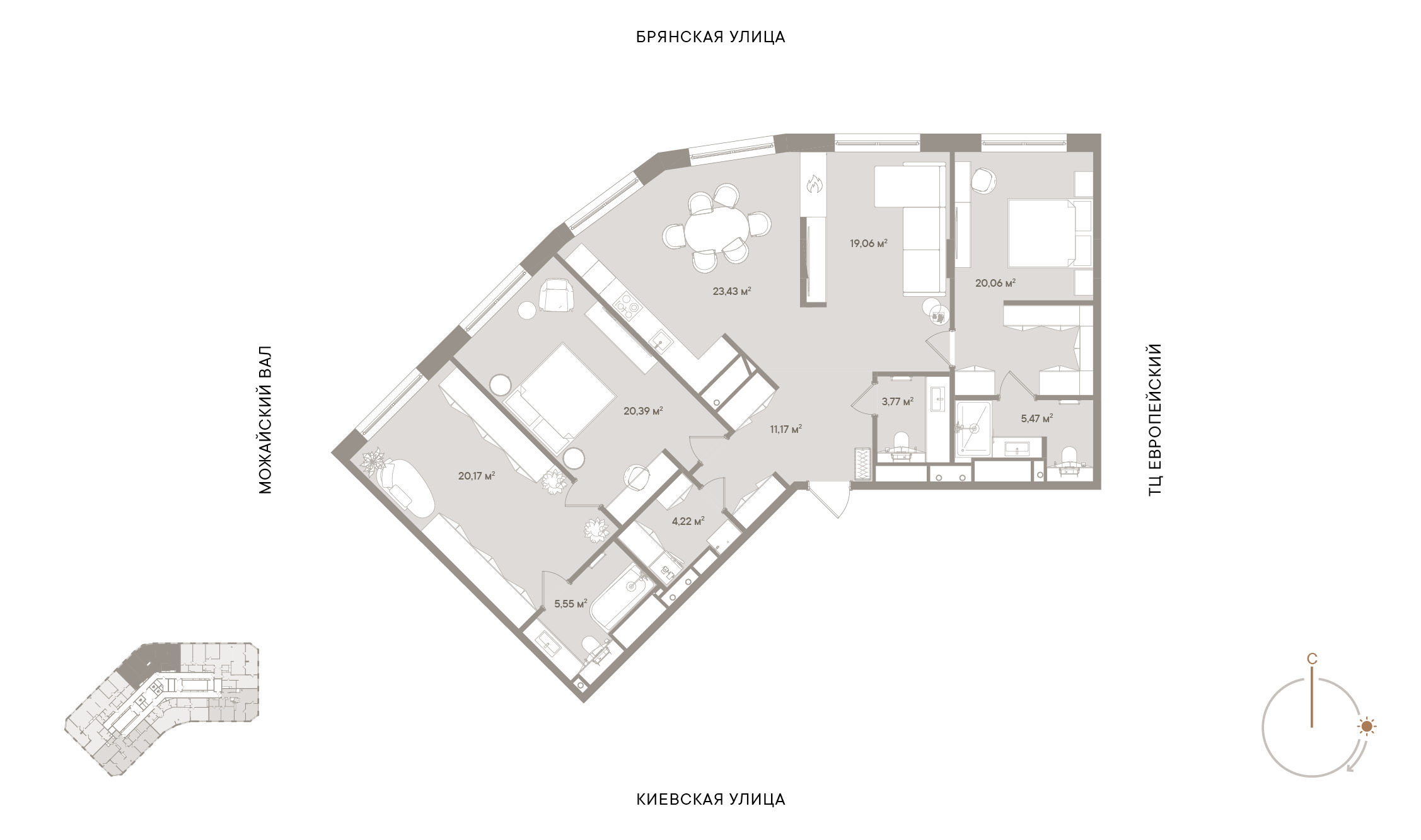 2 комн. квартира, 134.5 м², 14 этаж 