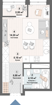 студия, 30.6 м², 19 этаж 