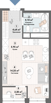 студия, 31.1 м², 3 этаж 