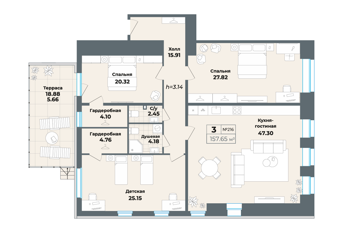 студия, 28.8 м², 2 этаж 