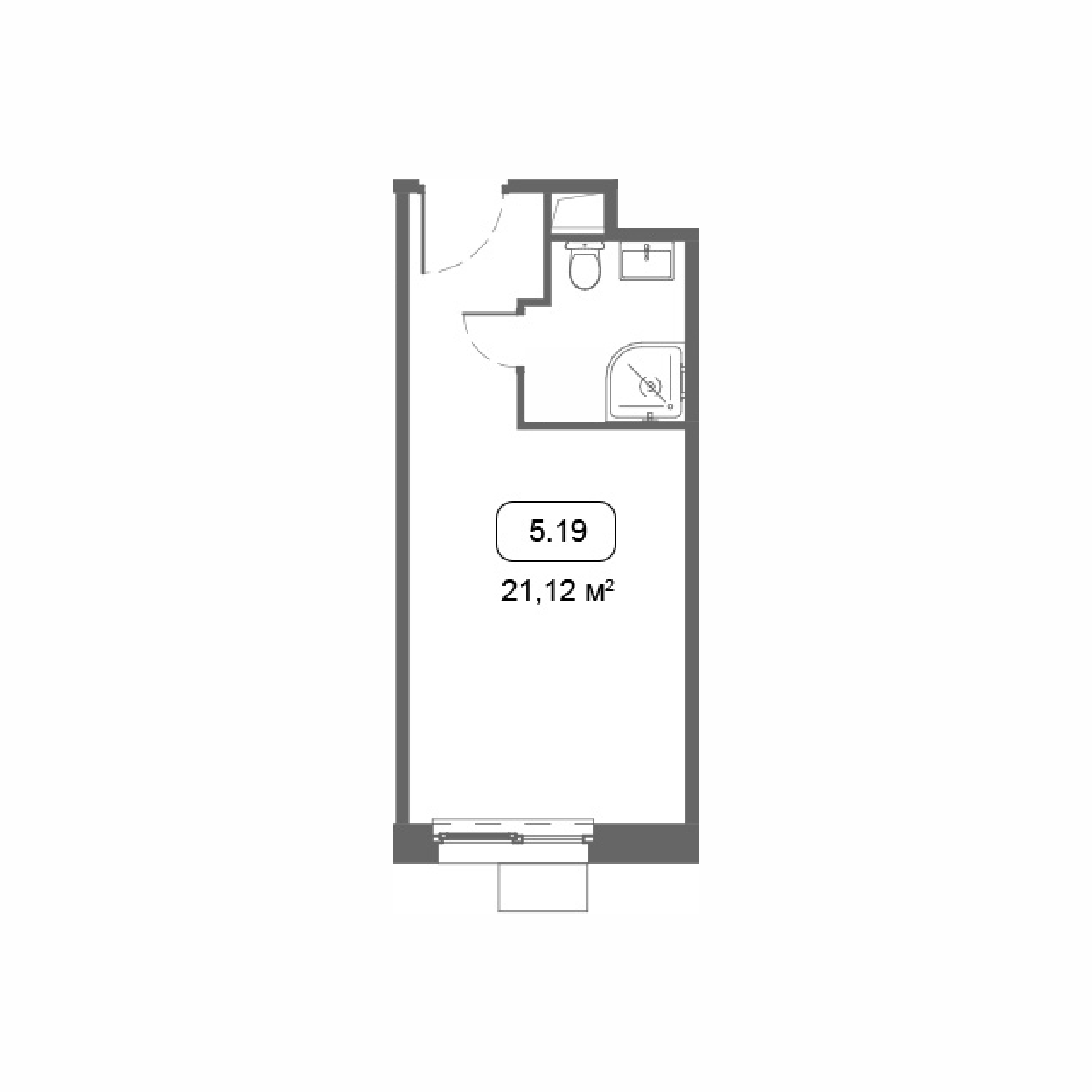 студия, 21.1 м², 18 этаж 