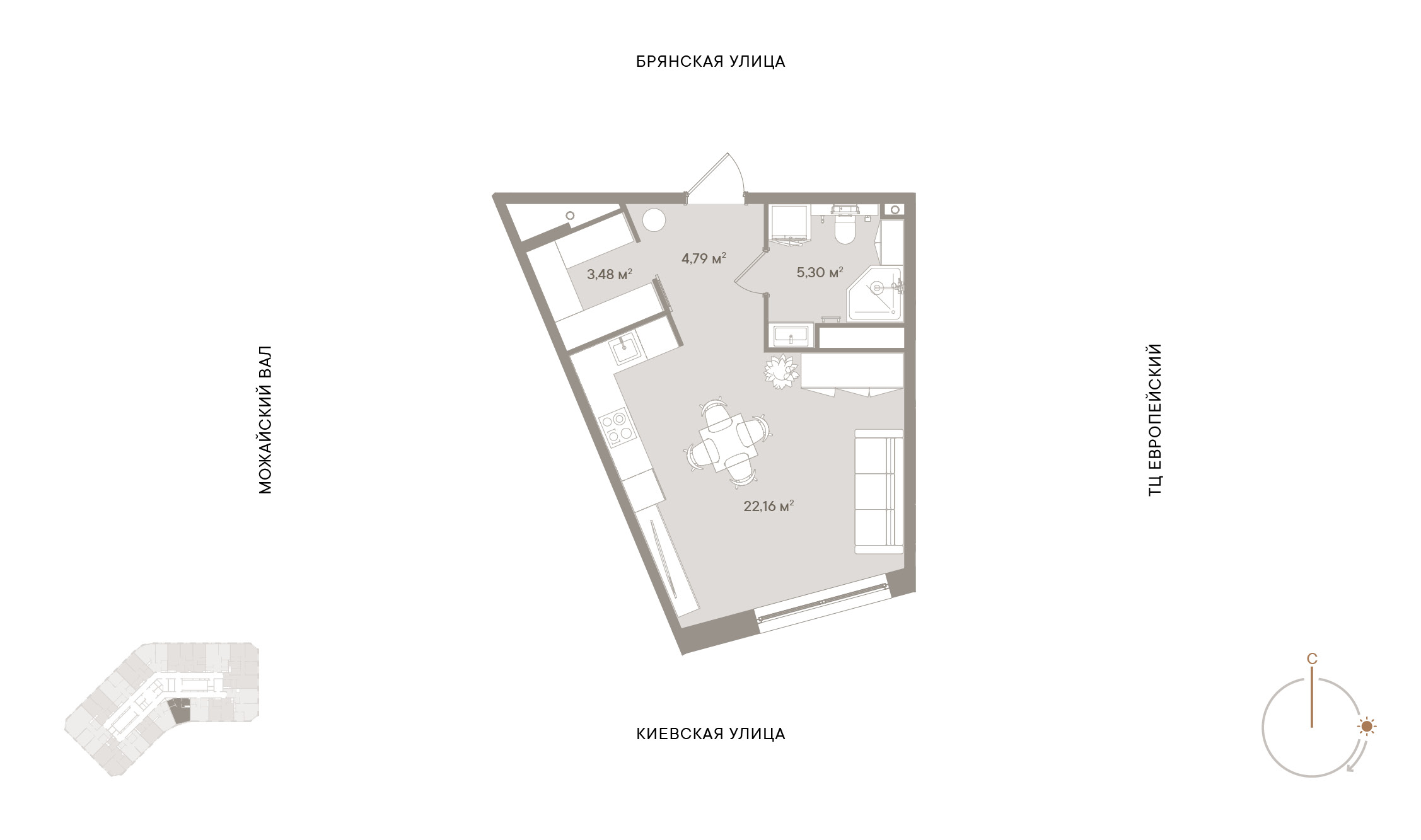 1 комн. квартира, 35.7 м², 2 этаж 