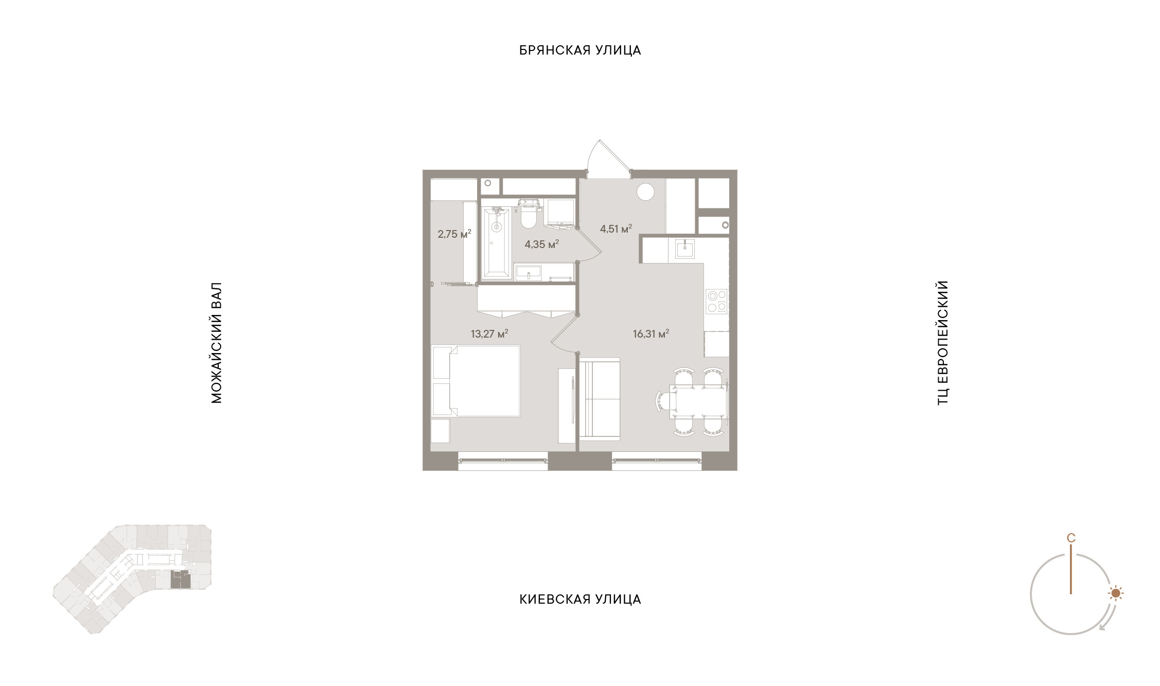 1 комн. квартира, 41.2 м², 4 этаж 