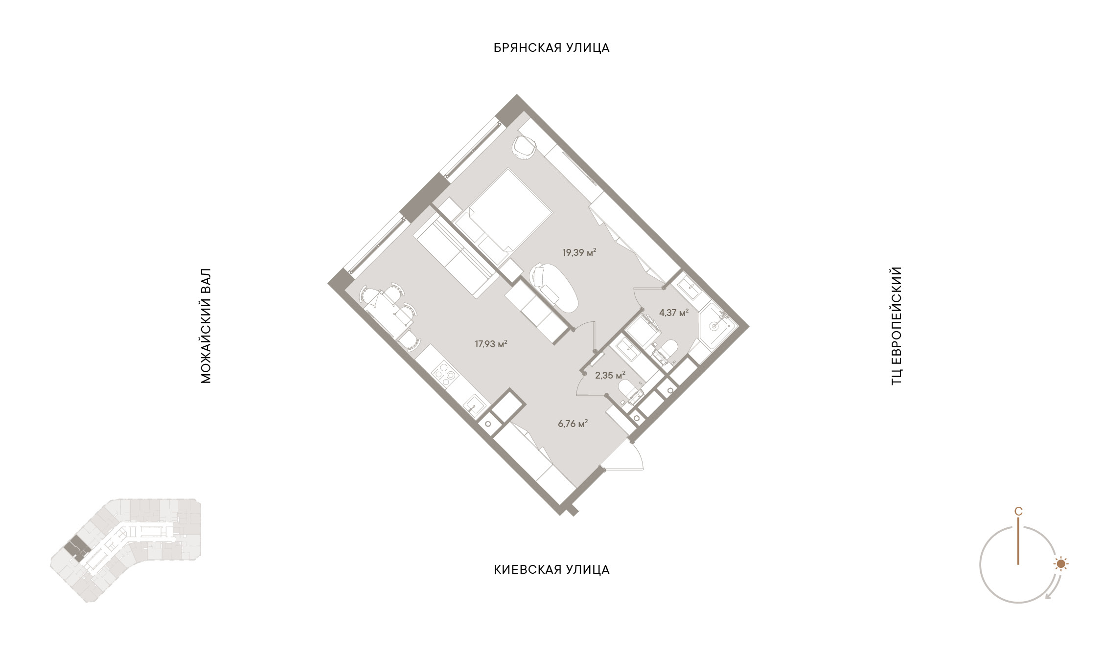 1 комн. квартира, 50.8 м², 2 этаж 
