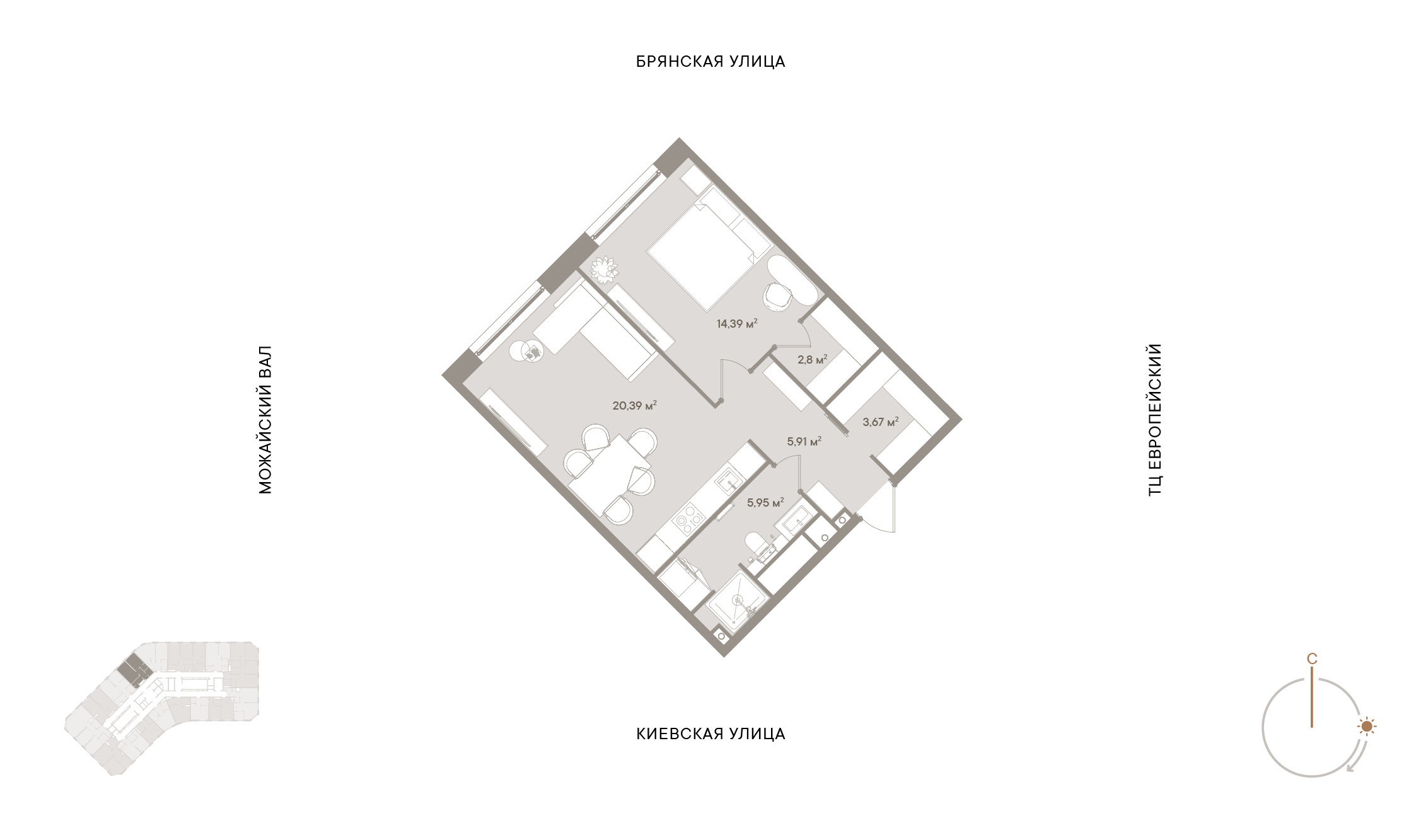 1 комн. квартира, 53.1 м², 4 этаж 