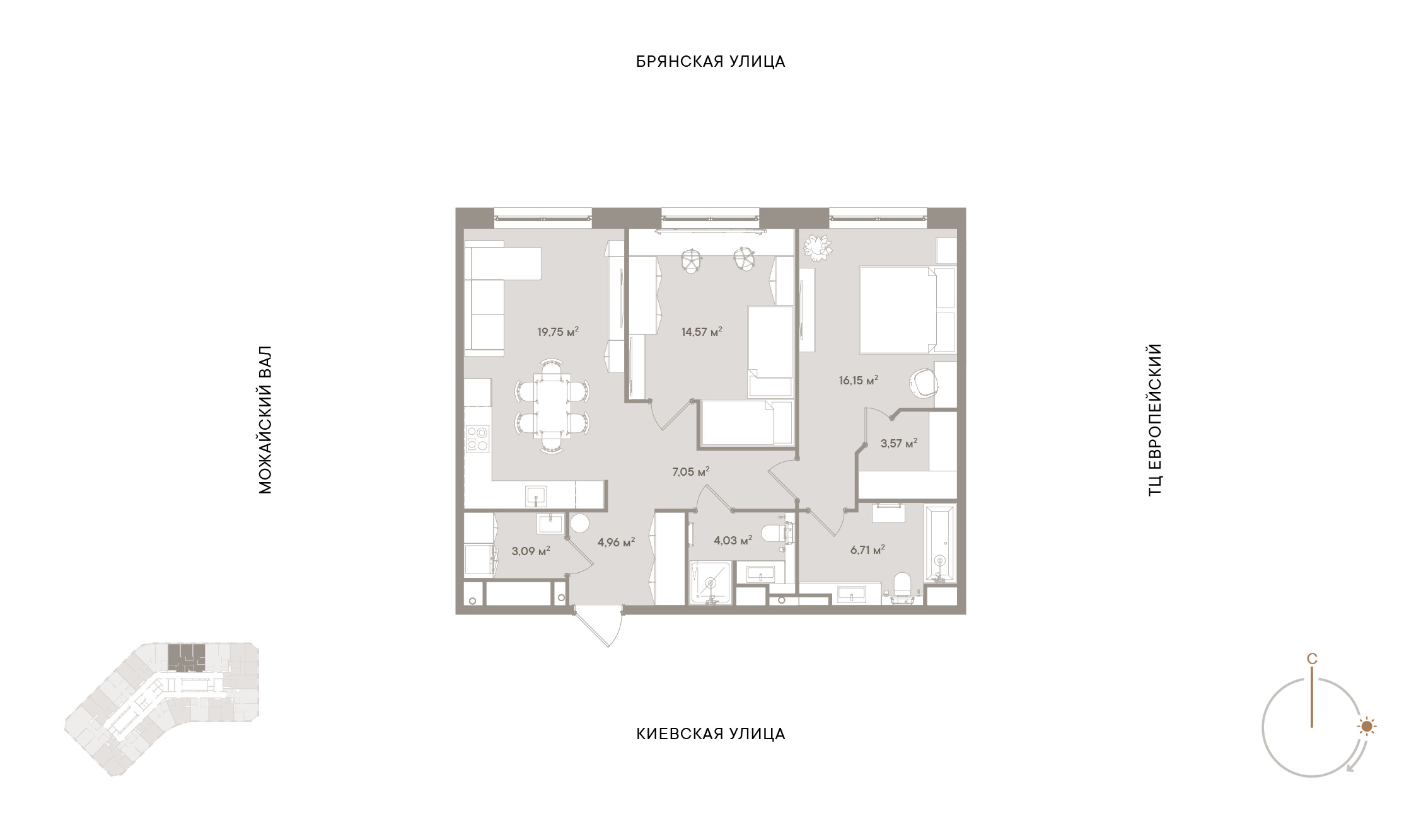 2 комн. квартира, 79.9 м², 5 этаж 