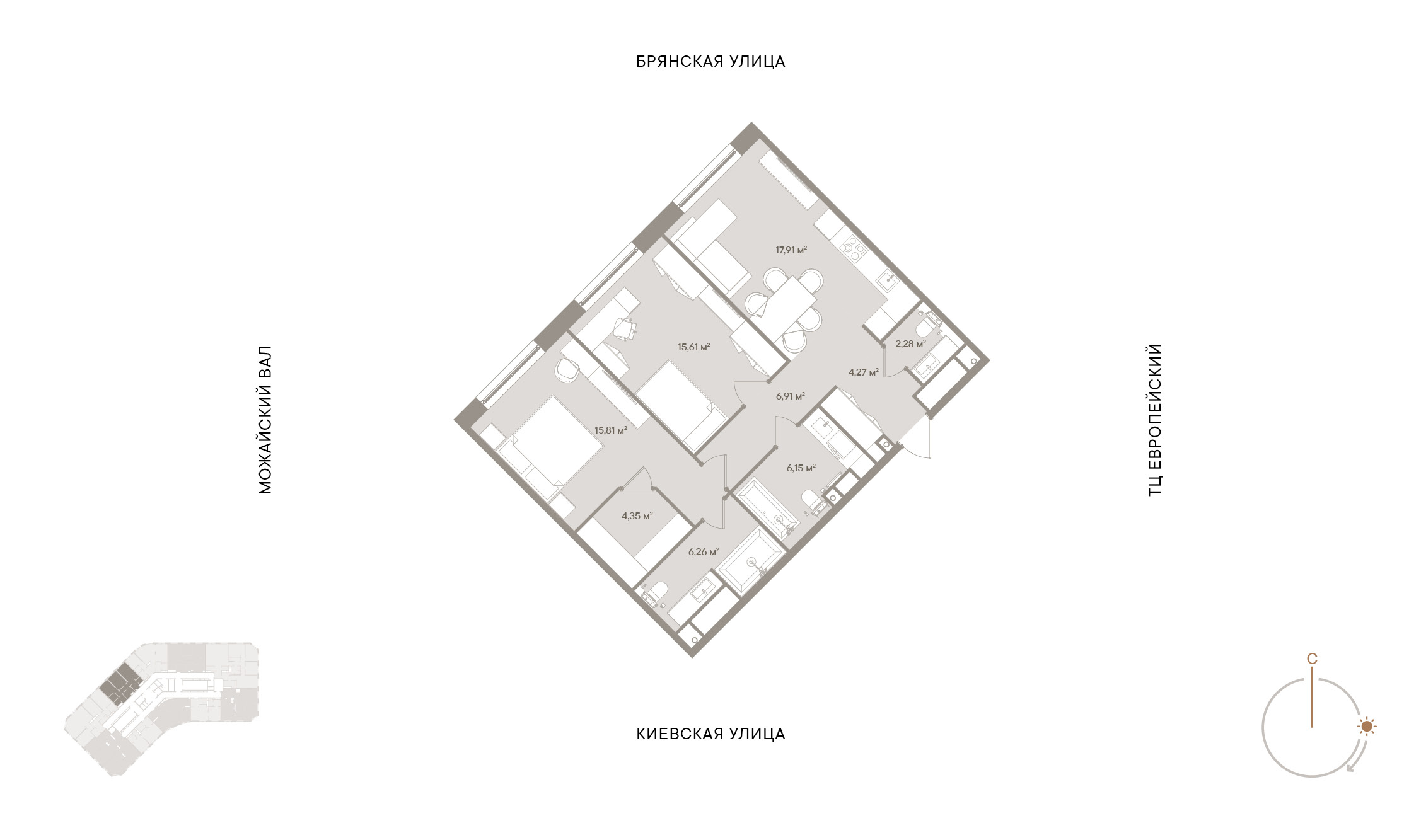 2 комн. квартира, 79.5 м², 7 этаж 