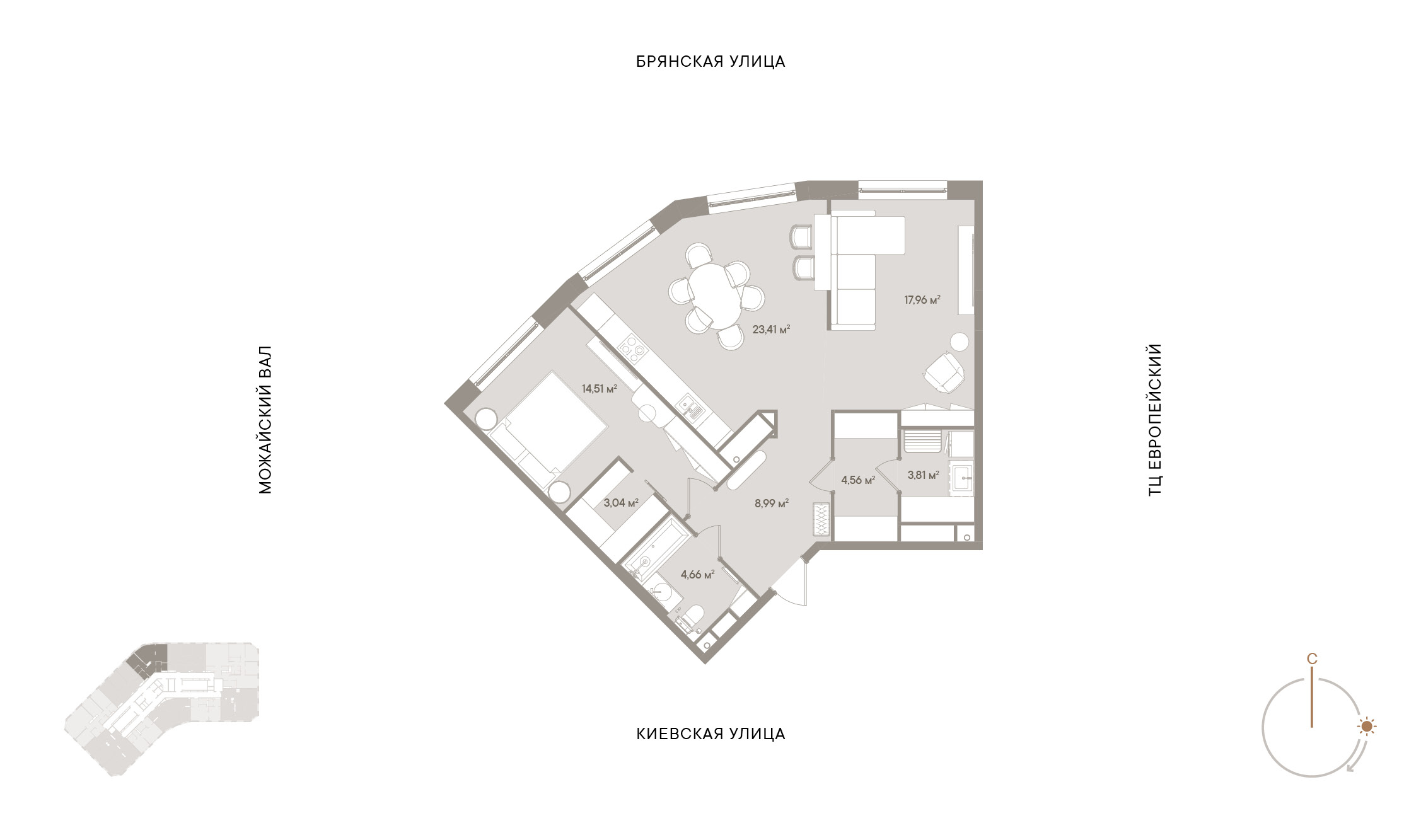2 комн. квартира, 81.2 м², 7 этаж 