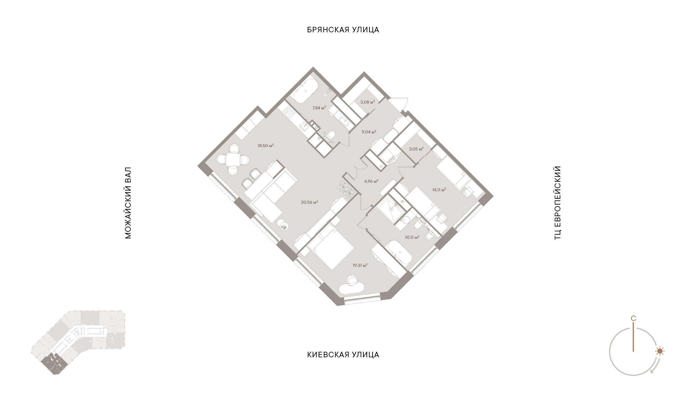 2 комн. квартира, 112.6 м², 7 этаж 