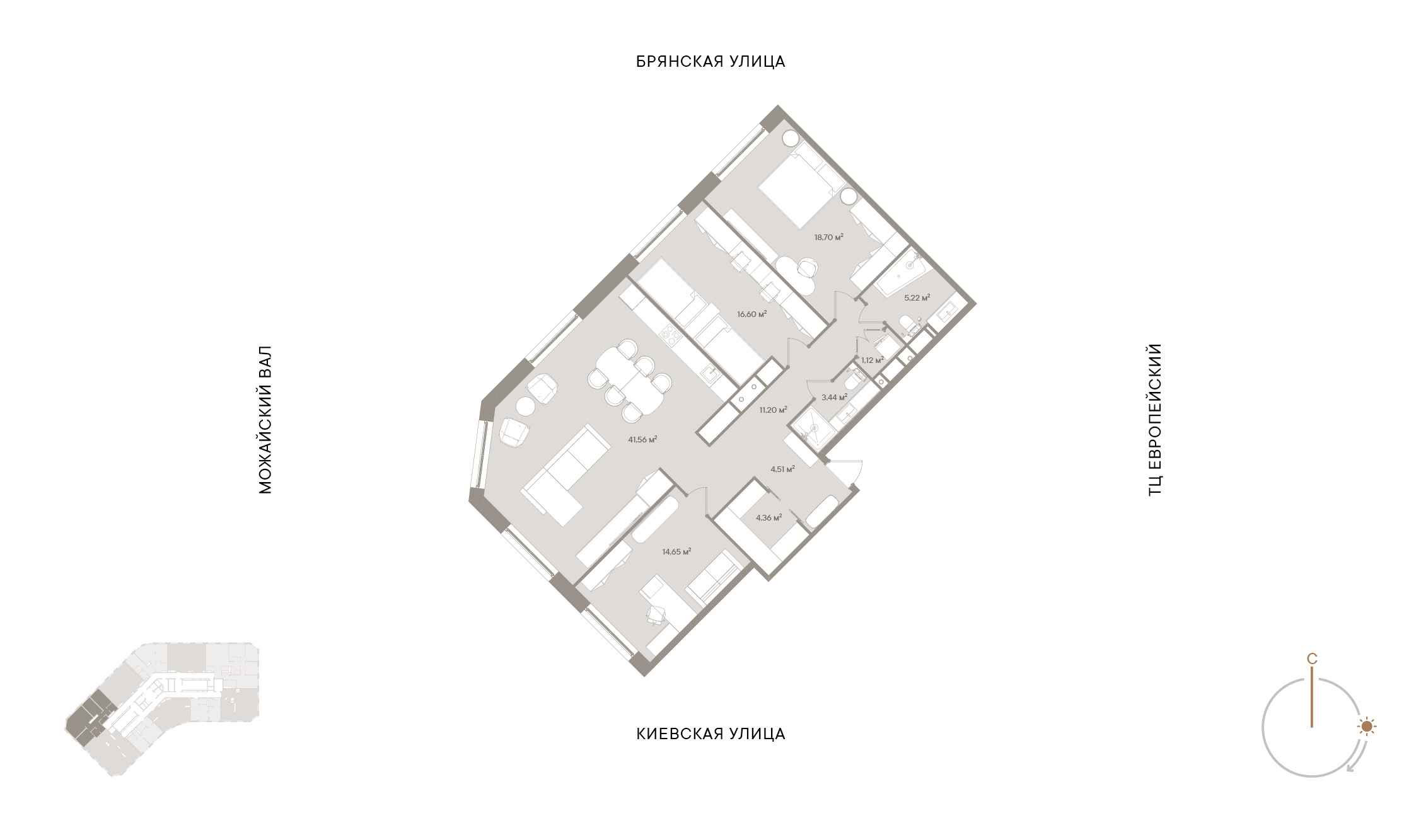 3 комн. квартира, 121.4 м², 7 этаж 