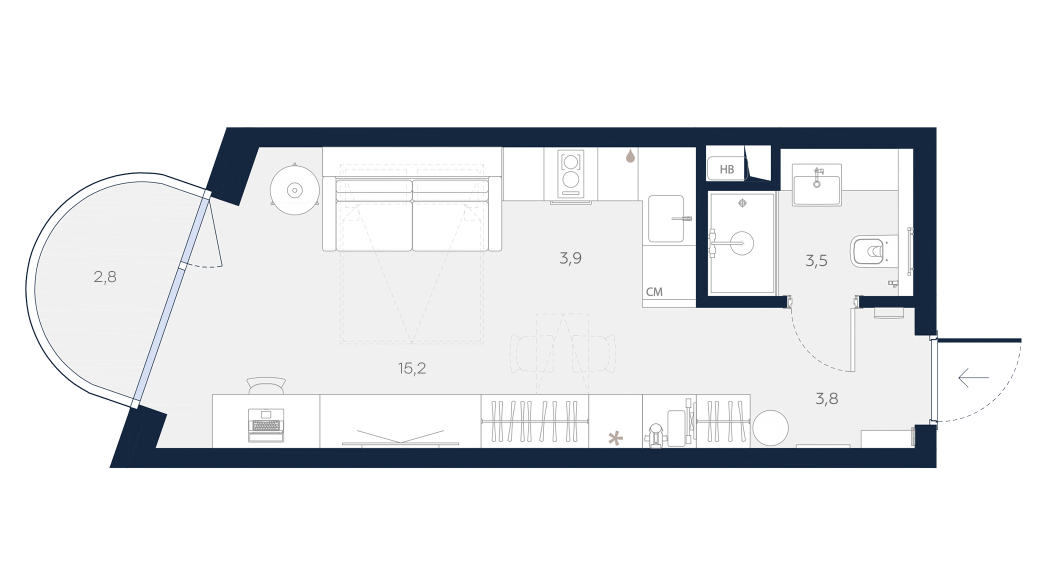 студия, 29.2 м², 3 этаж 