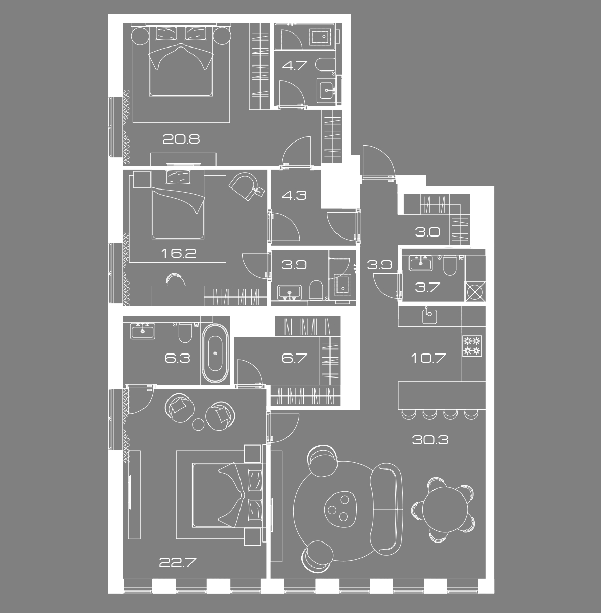 3 комн. квартира, 142.1 м², 8 этаж 