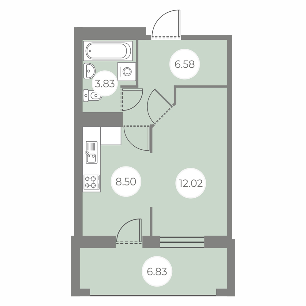 1 комн. квартира, 34.4 м², 5 этаж 