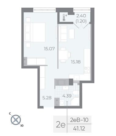 студия, 40.9 м², 7 этаж 
