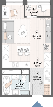 студия, 31.6 м², 4 этаж 