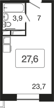 студия, 27.4 м², 2 этаж 