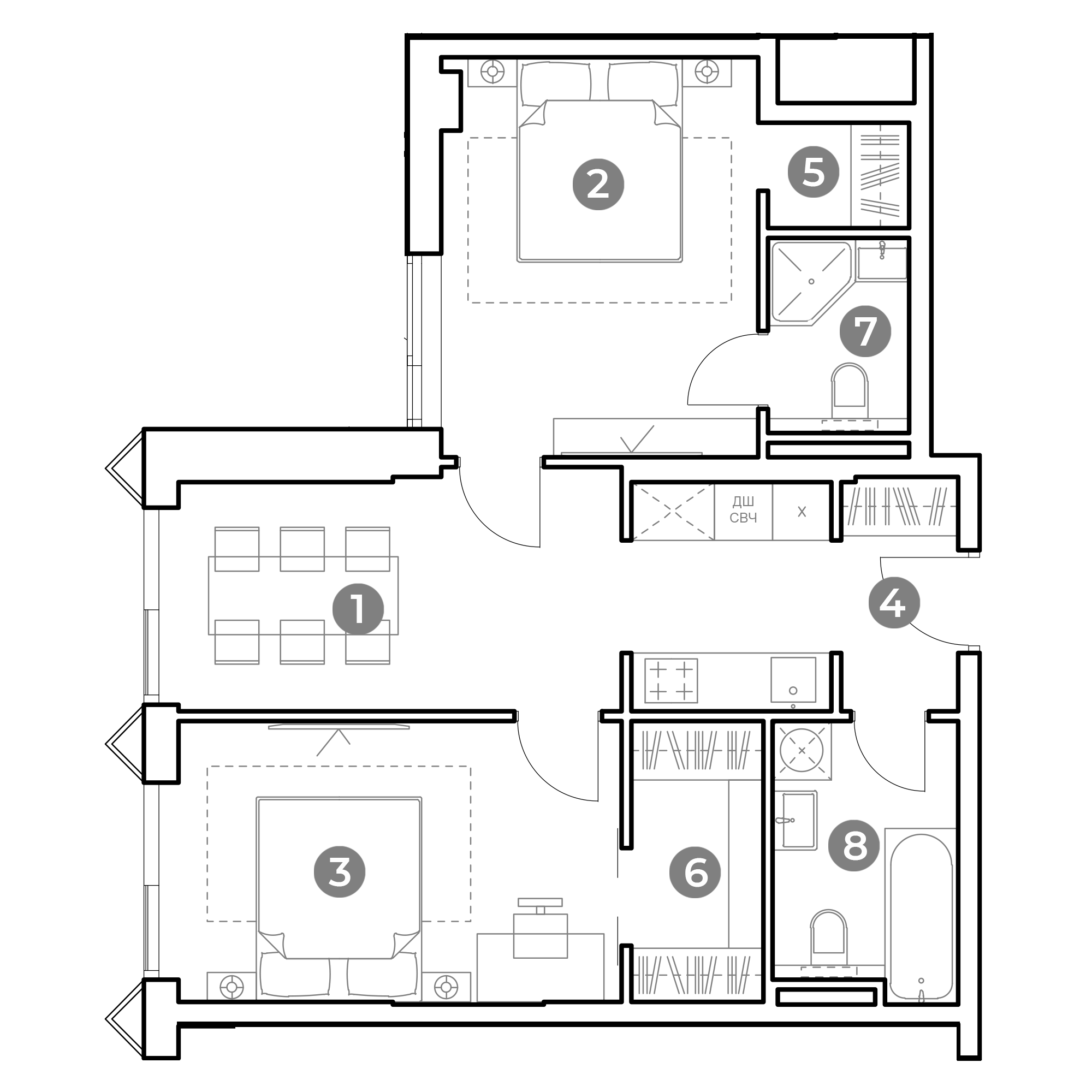 3 комн. квартира, 61.1 м², 20 этаж 