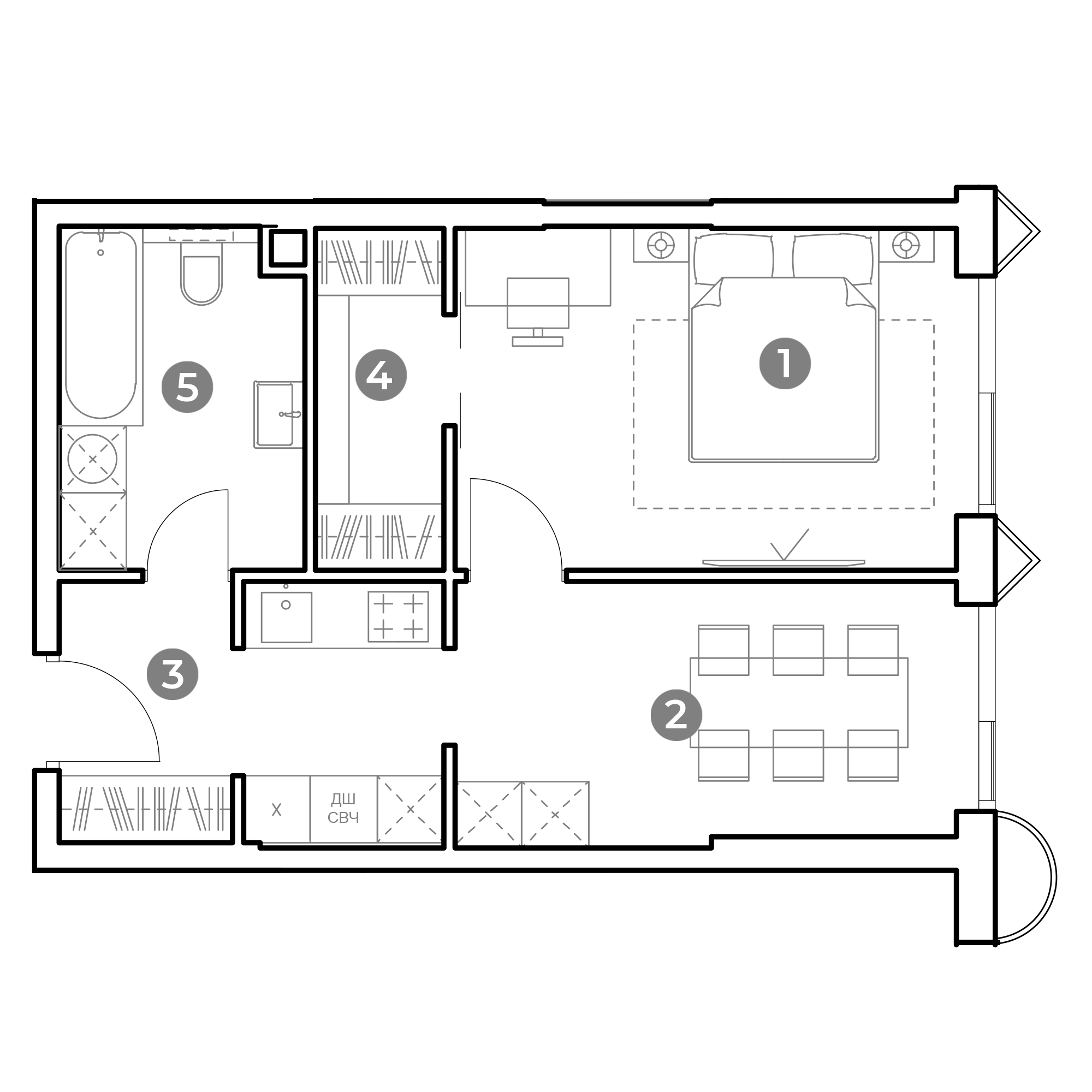 1 комн. квартира, 43.6 м², 2 этаж 