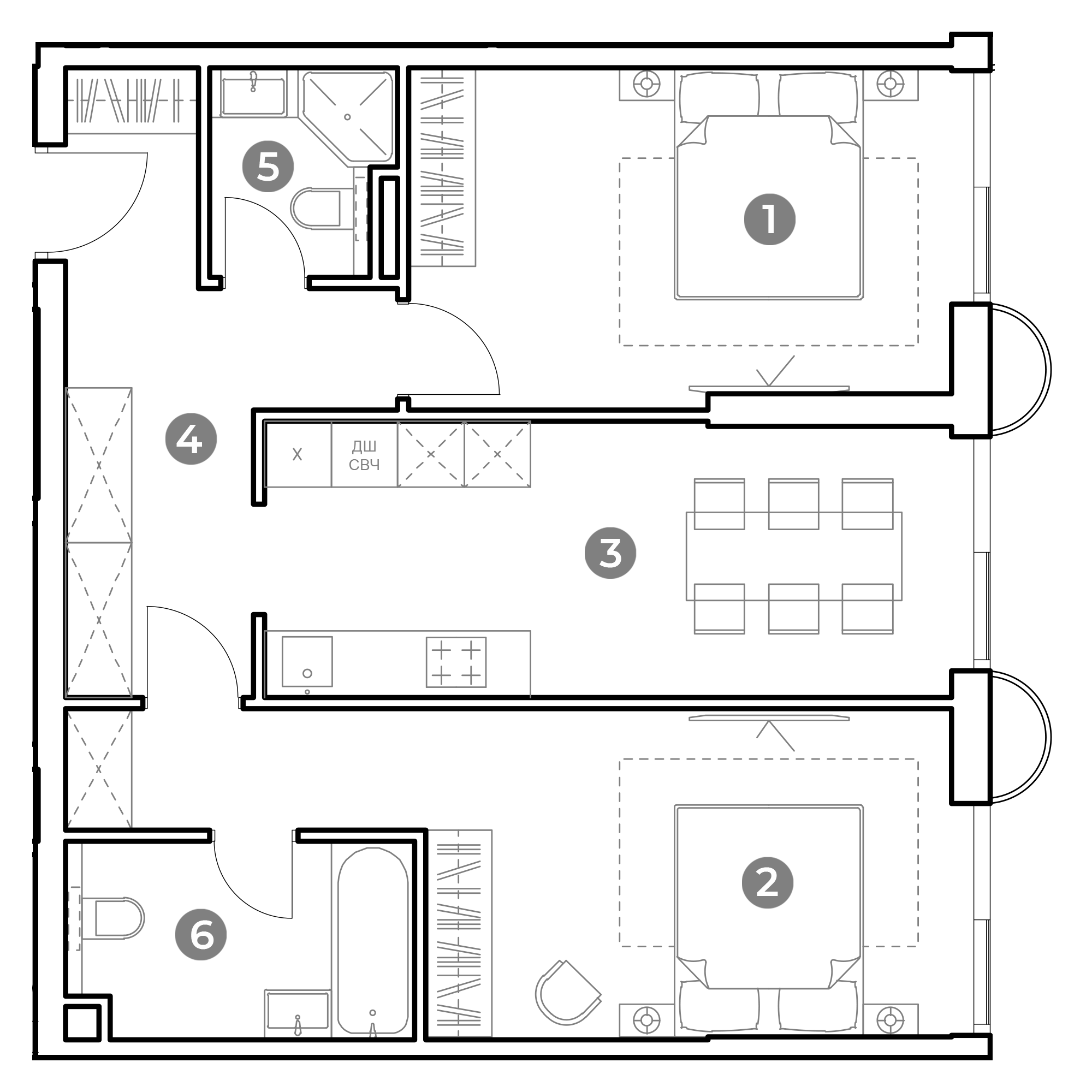 2 комн. квартира, 68.3 м², 2 этаж 