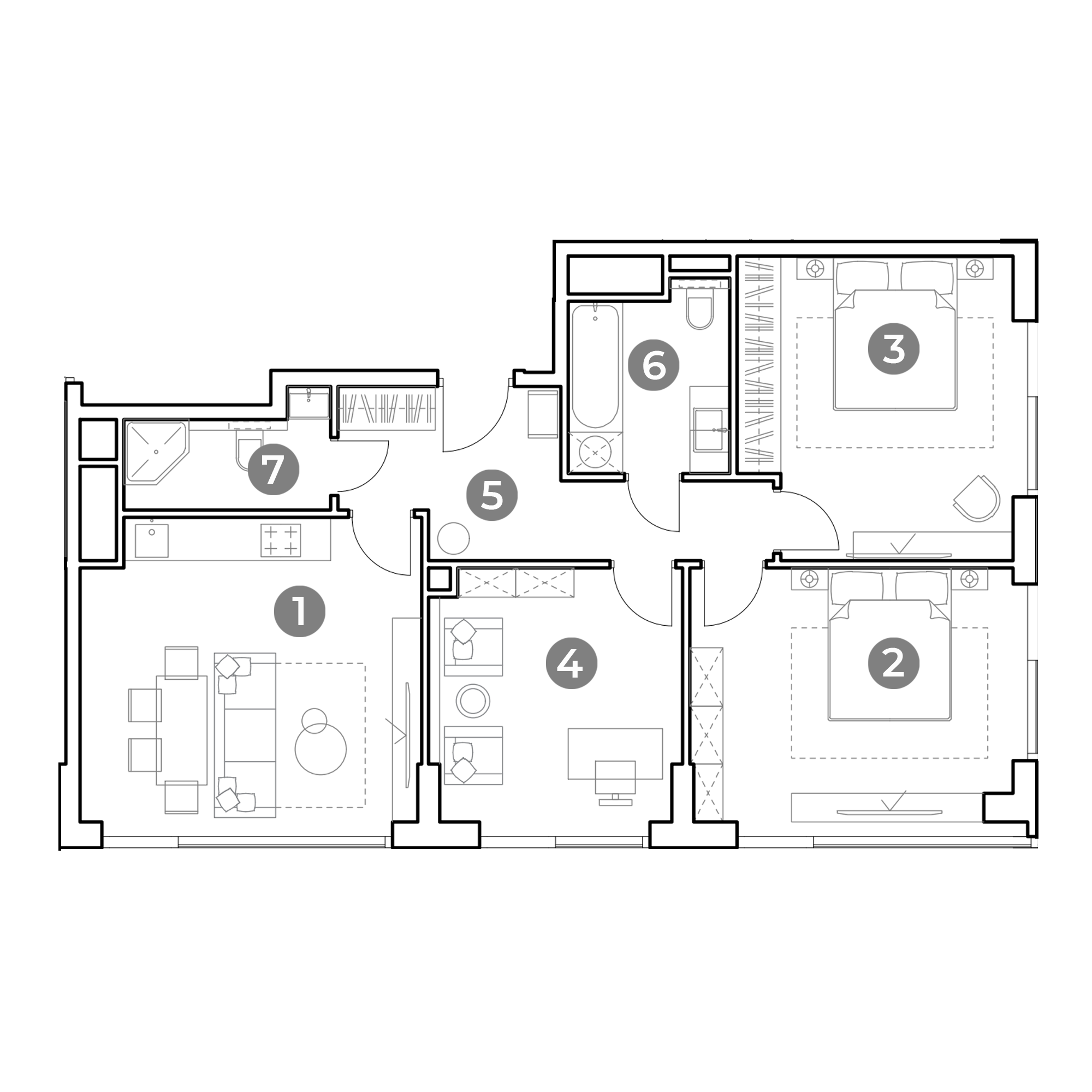 4 комн. квартира, 84.5 м², 23 этаж 