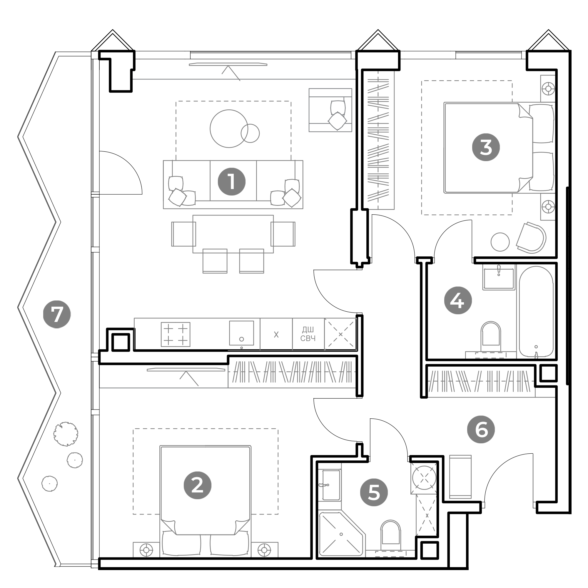 3 комн. квартира, 82.1 м², 13 этаж 