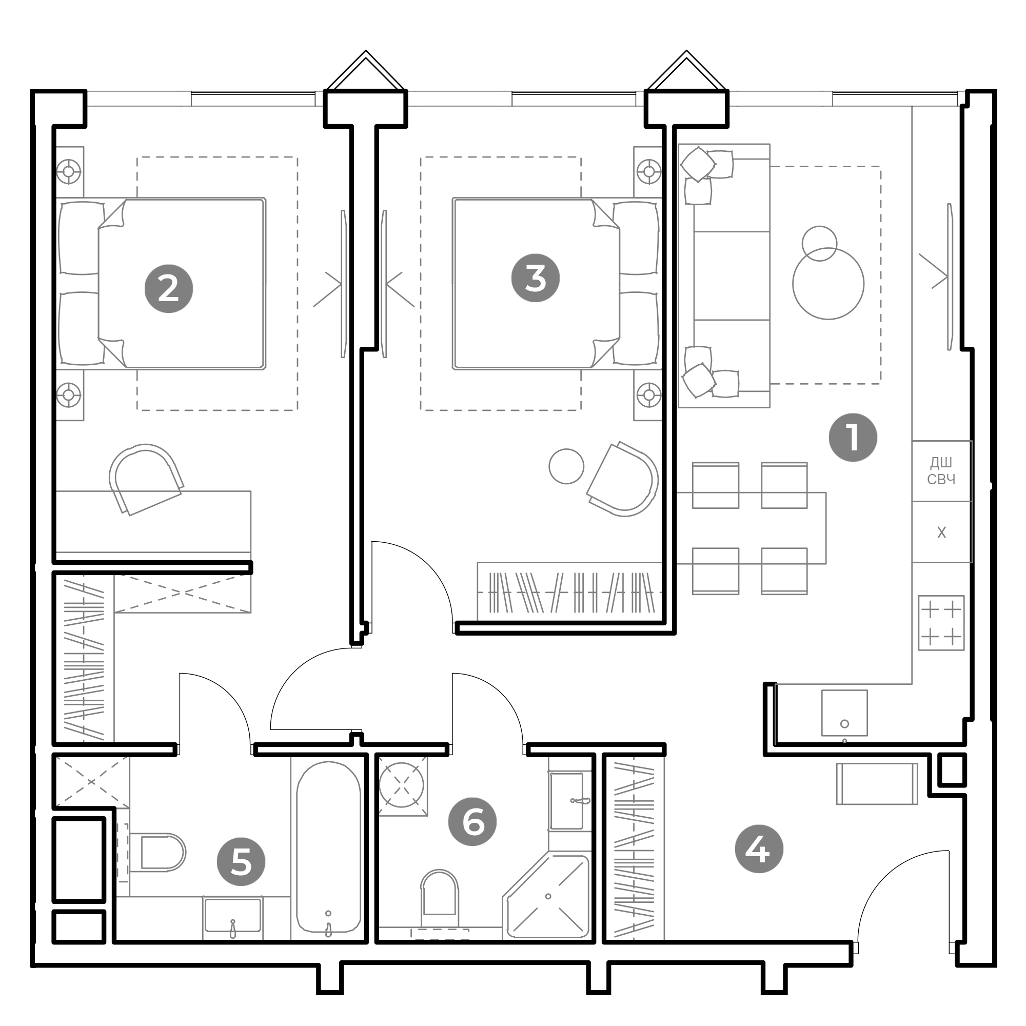 3 комн. квартира, 70.2 м², 19 этаж 