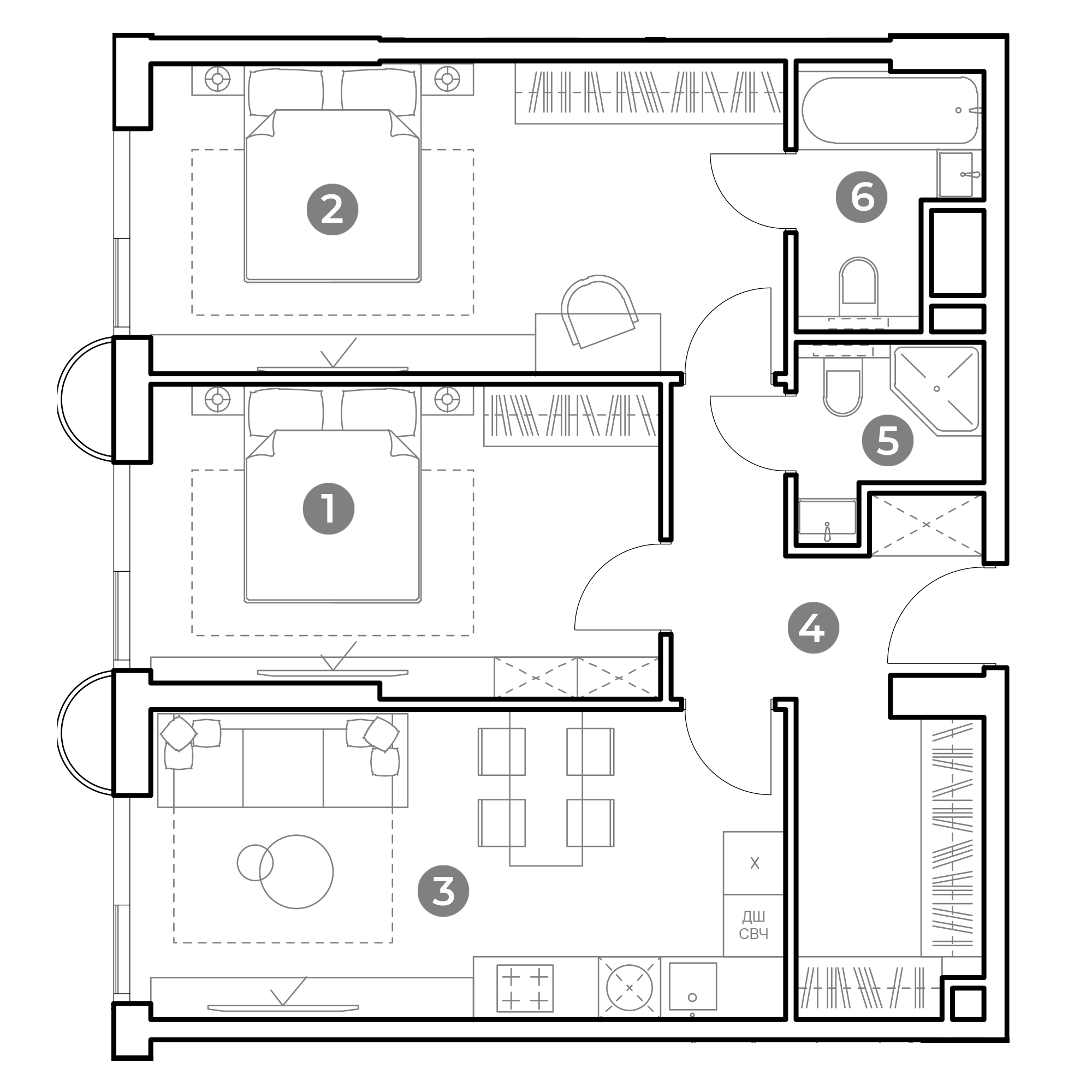 2 комн. квартира, 70.7 м², 23 этаж 