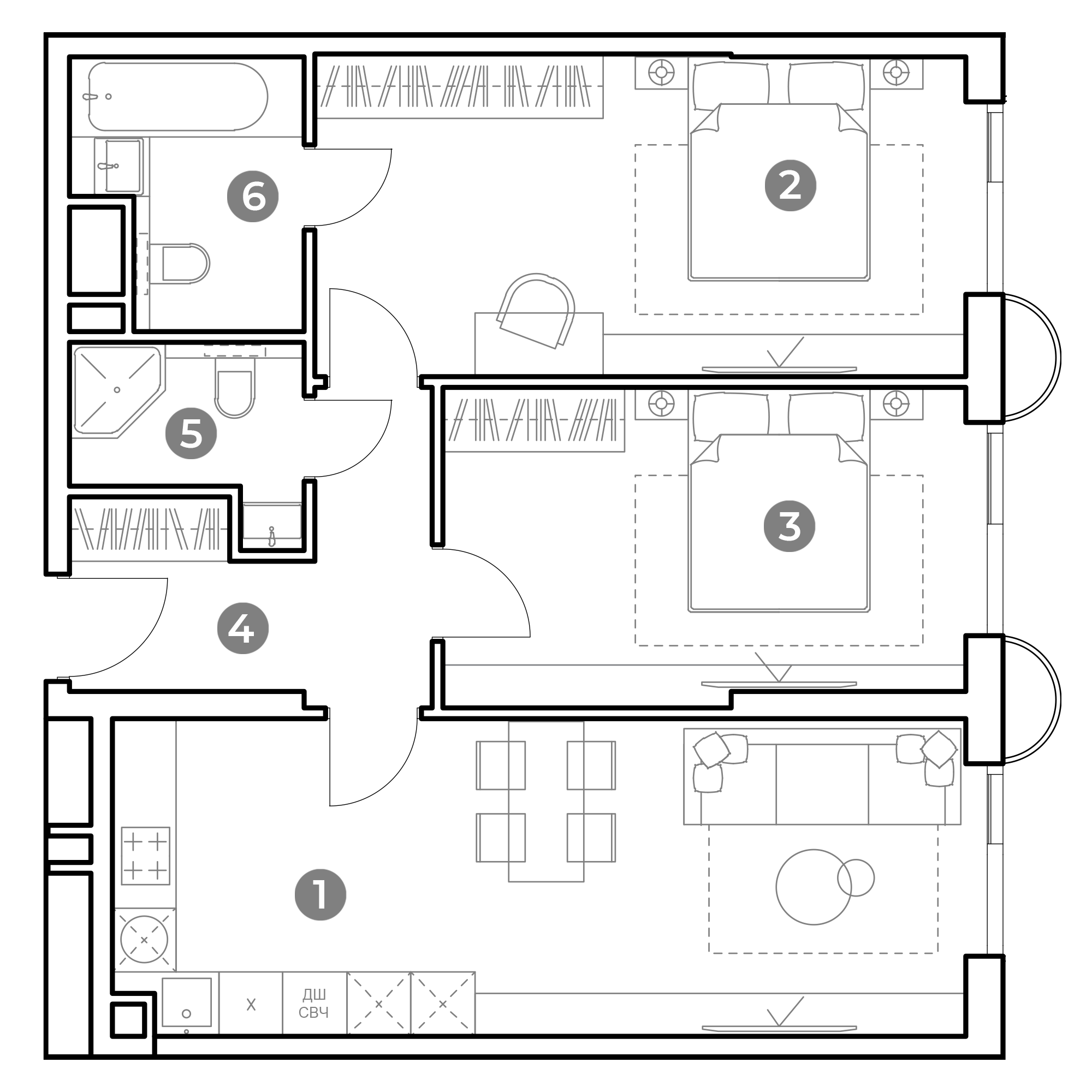 3 комн. квартира, 73.2 м², 24 этаж 