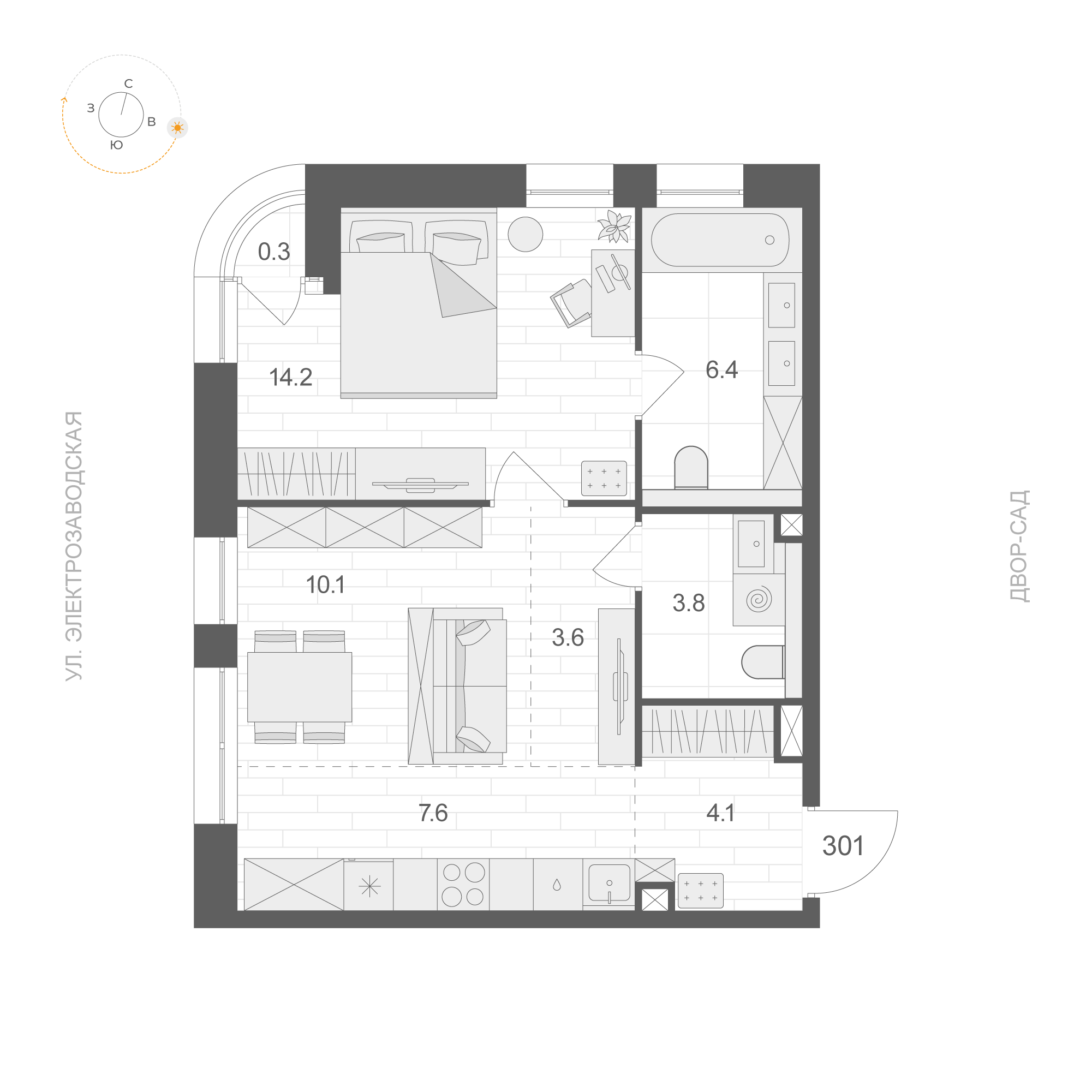 1 комн. квартира, 50 м², 3 этаж 