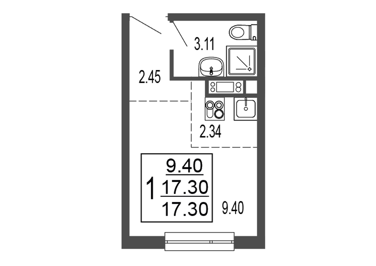 студия, 17.7 м², 7 этаж 