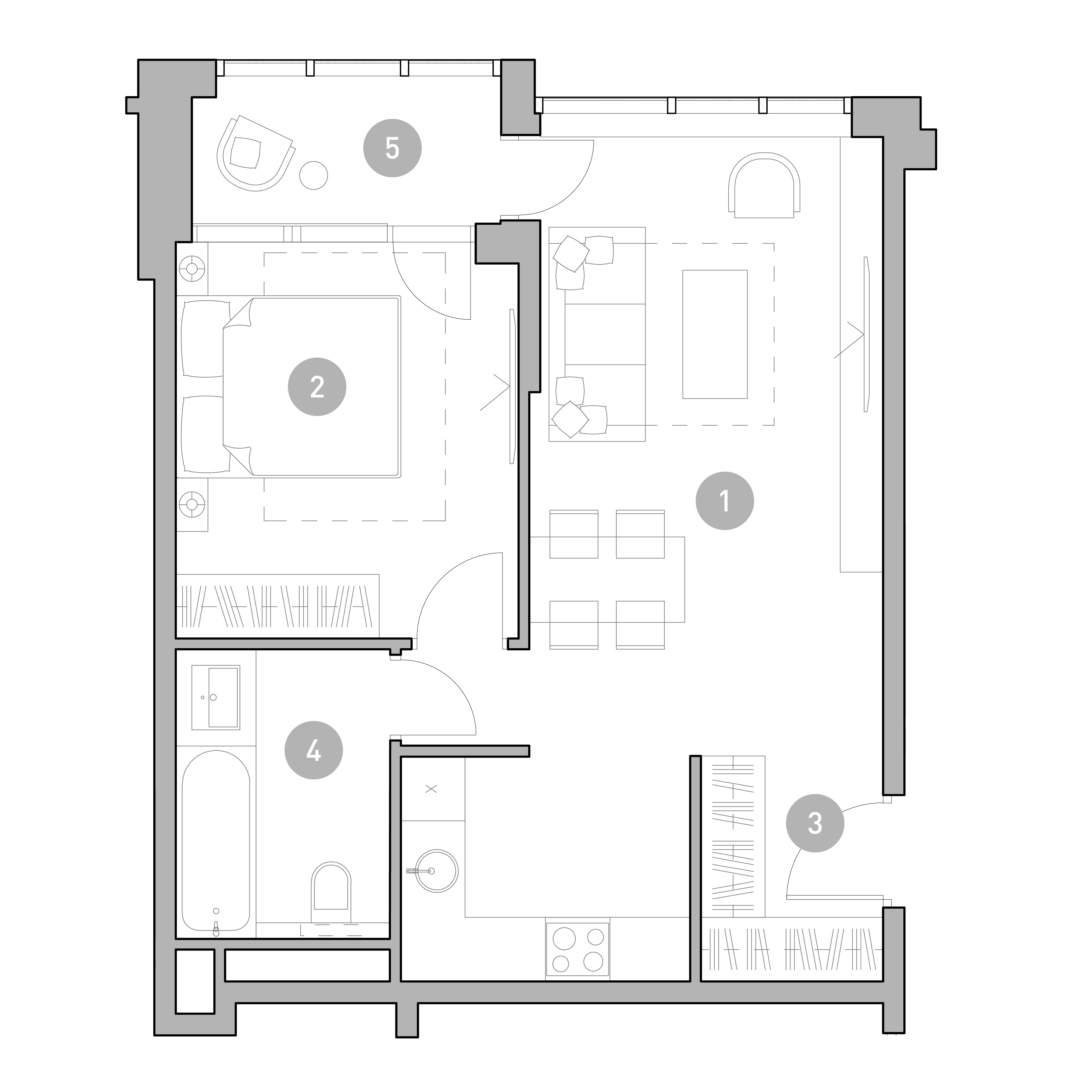 2 комн. квартира, 48.3 м², 25 этаж 