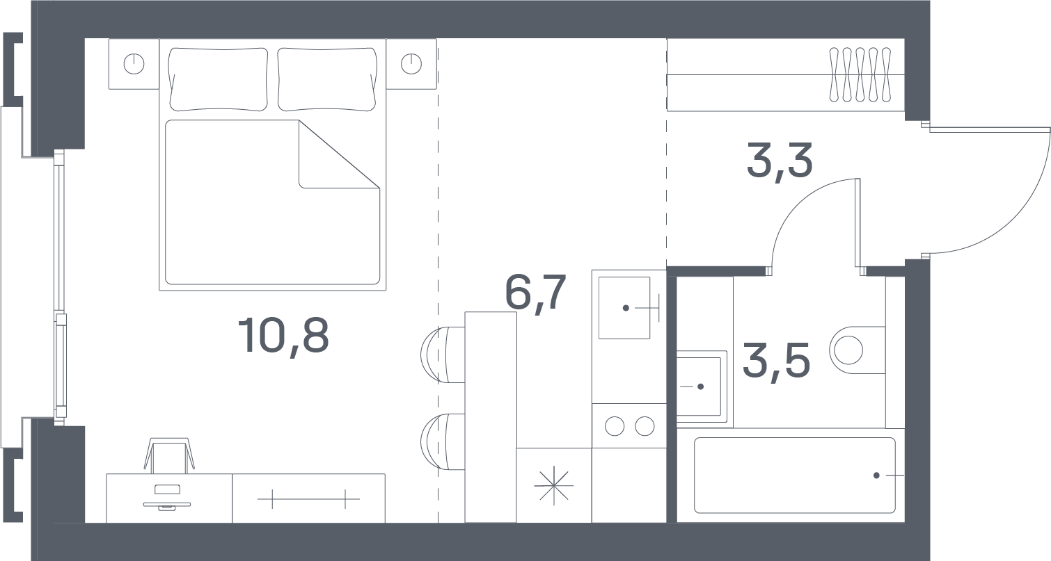 студия, 24.3 м², 7 этаж 