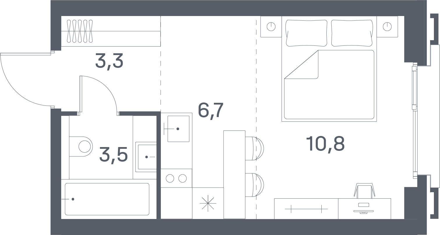 студия, 24.3 м², 3 этаж 