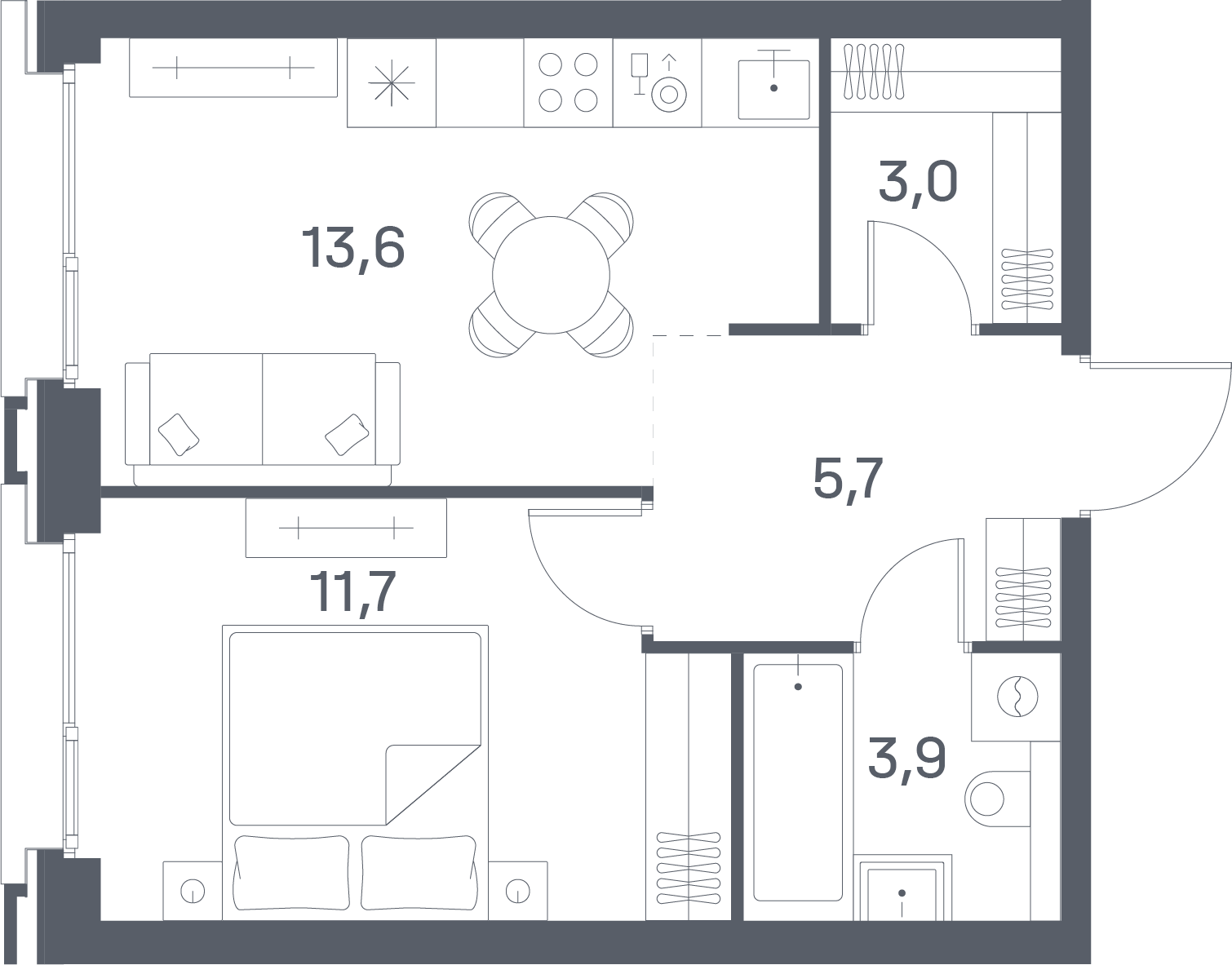 1 комн. квартира, 37.9 м², 18 этаж 