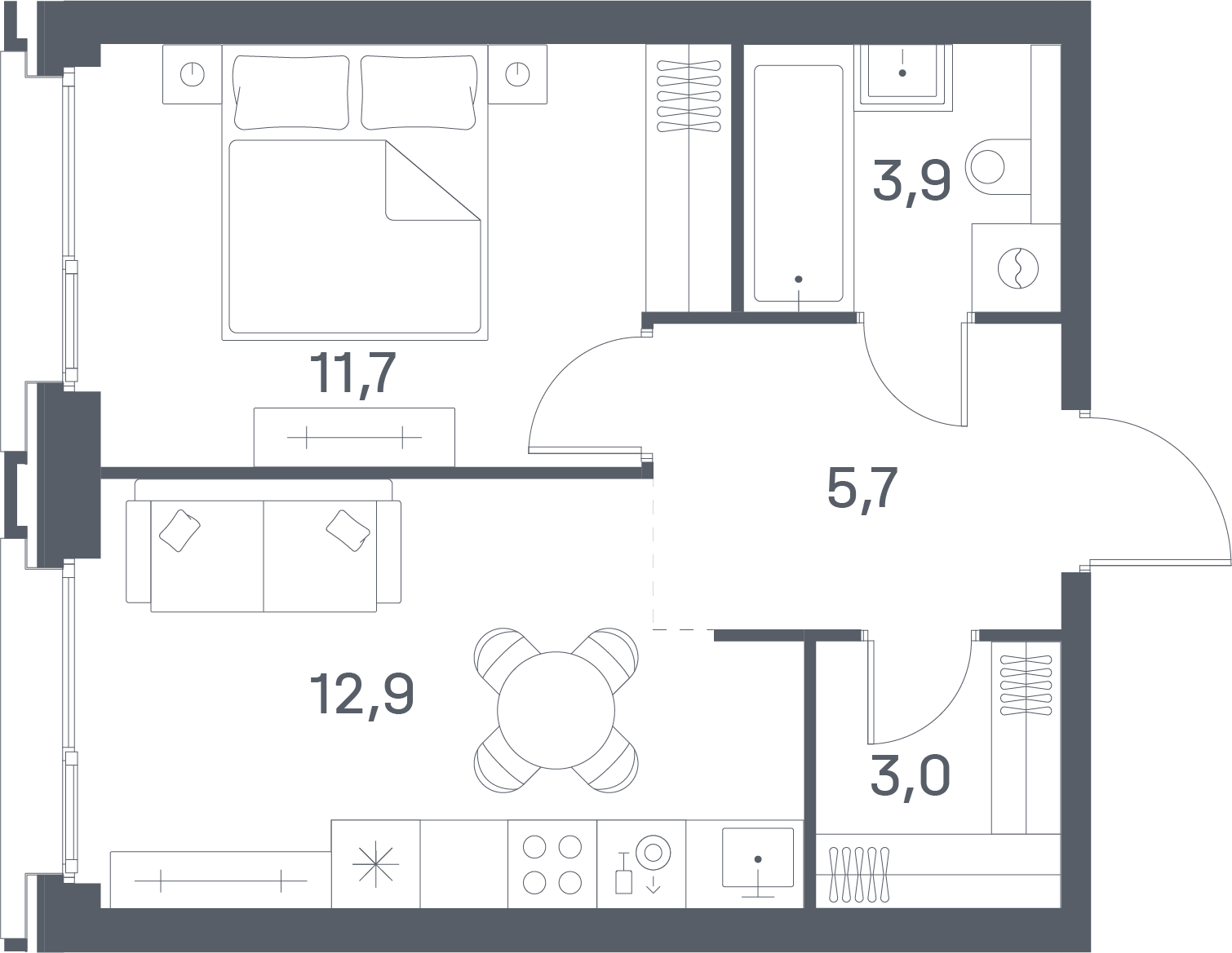 1 комн. квартира, 37.2 м², 18 этаж 