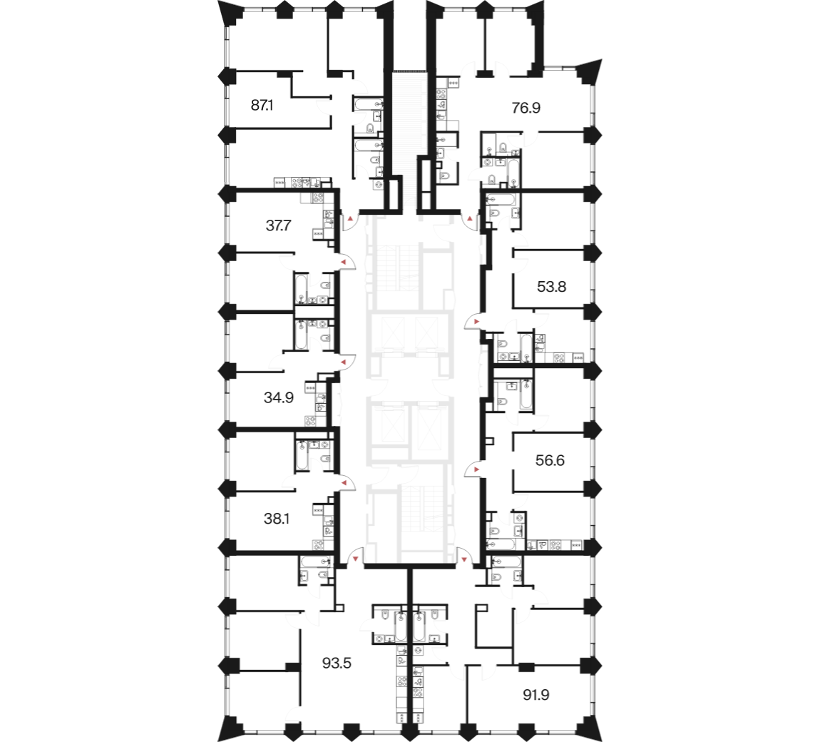 2 комн. квартира, 56.6 м², 24 этаж  (из 44)