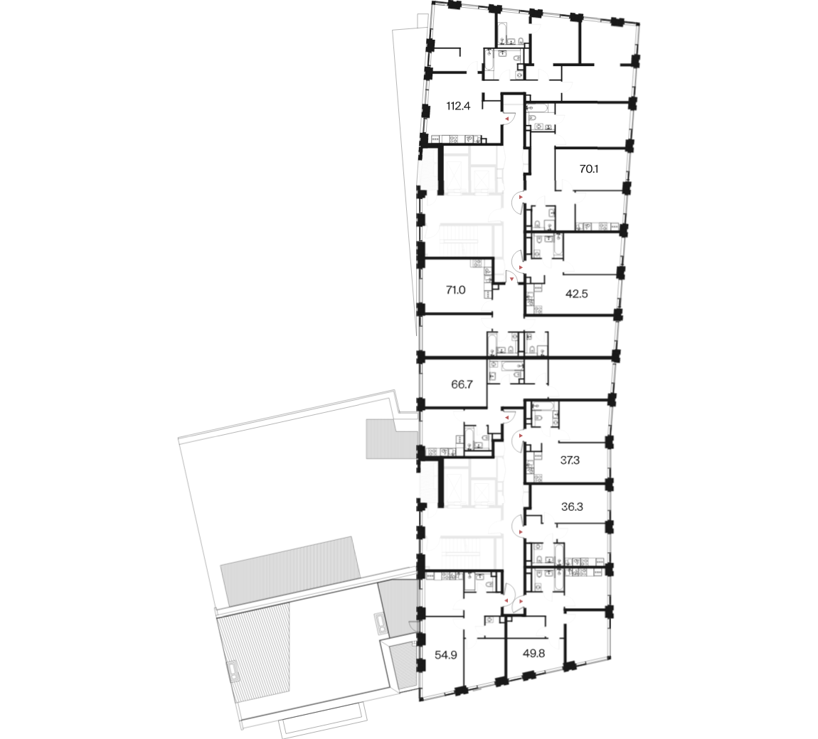 2 комн. квартира, 66.7 м², 6 этаж  (из 18)