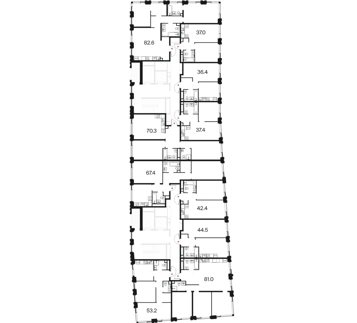 2 комн. квартира, 67.4 м², 12 этаж  (из 18)